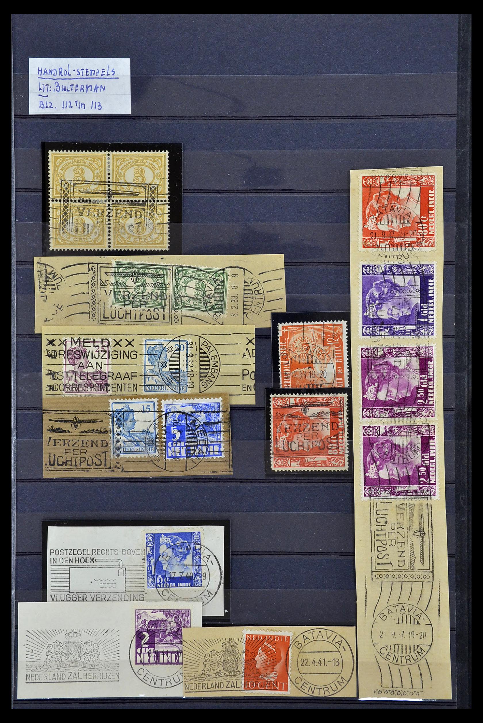 34690 004 - Postzegelverzameling 34690 Nederlands Indië stempels.