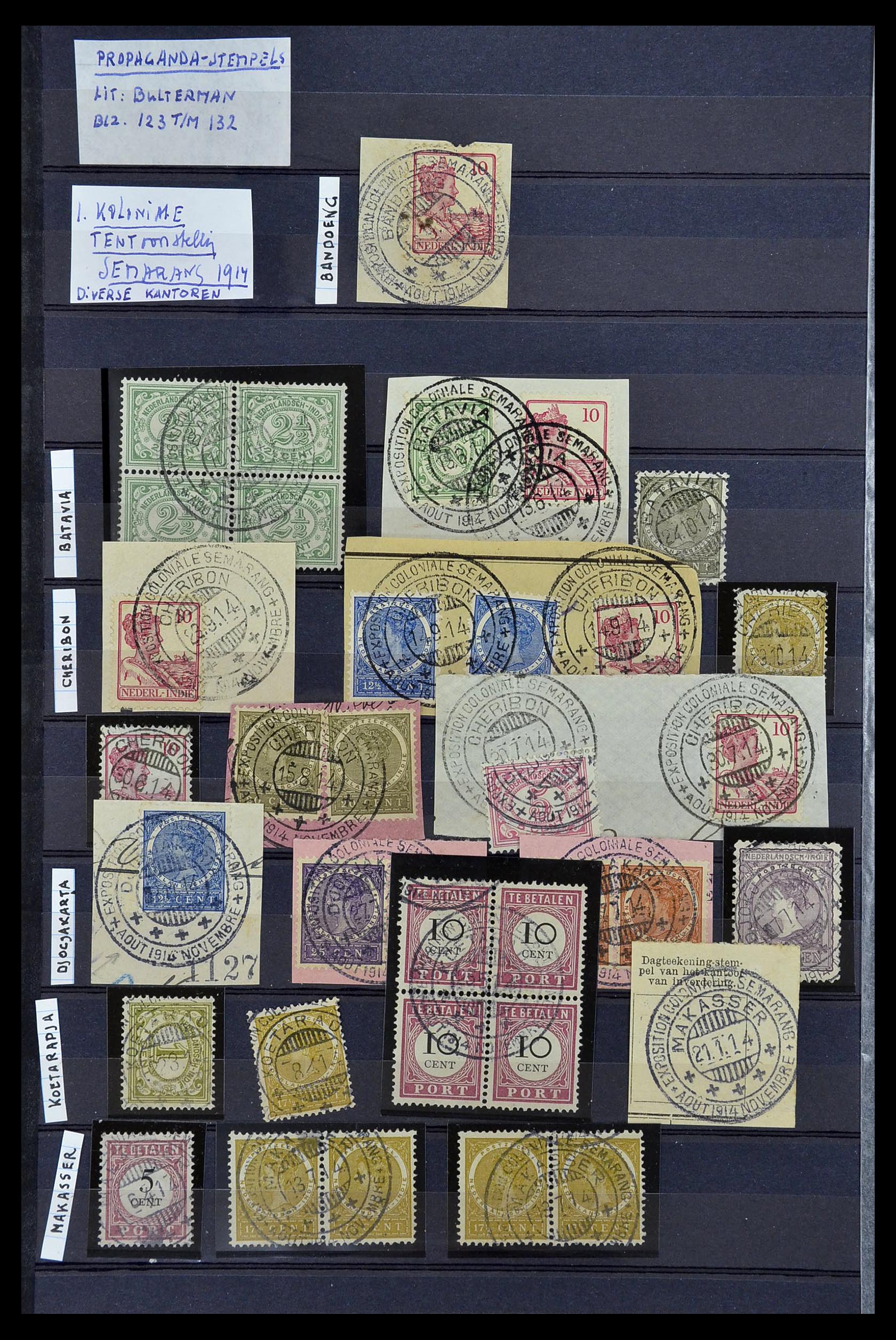 34690 007 - Postzegelverzameling 34690 Nederlands Indië stempels.