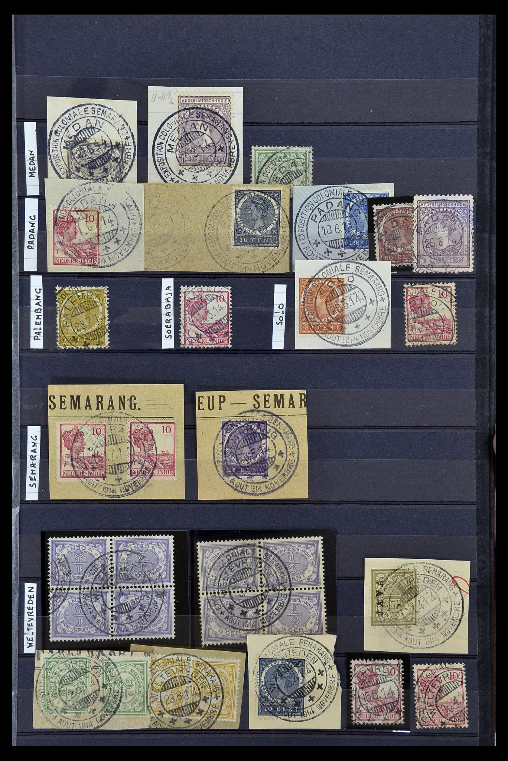 34690 008 - Postzegelverzameling 34690 Nederlands Indië stempels.