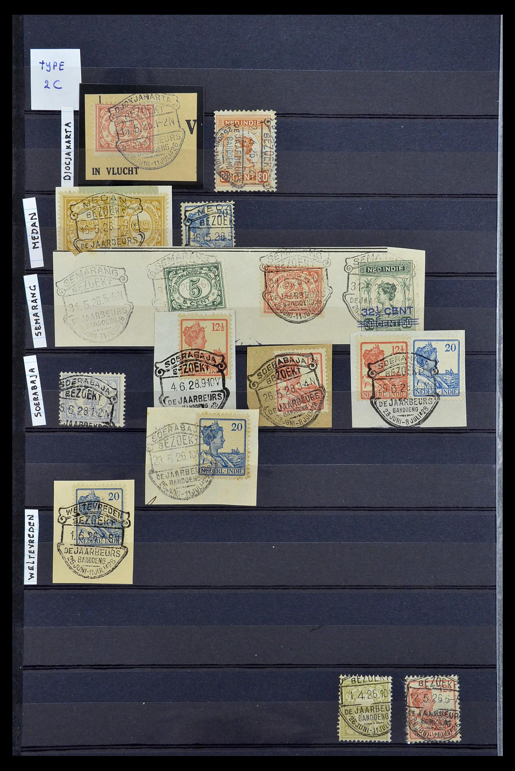 34690 011 - Postzegelverzameling 34690 Nederlands Indië stempels.