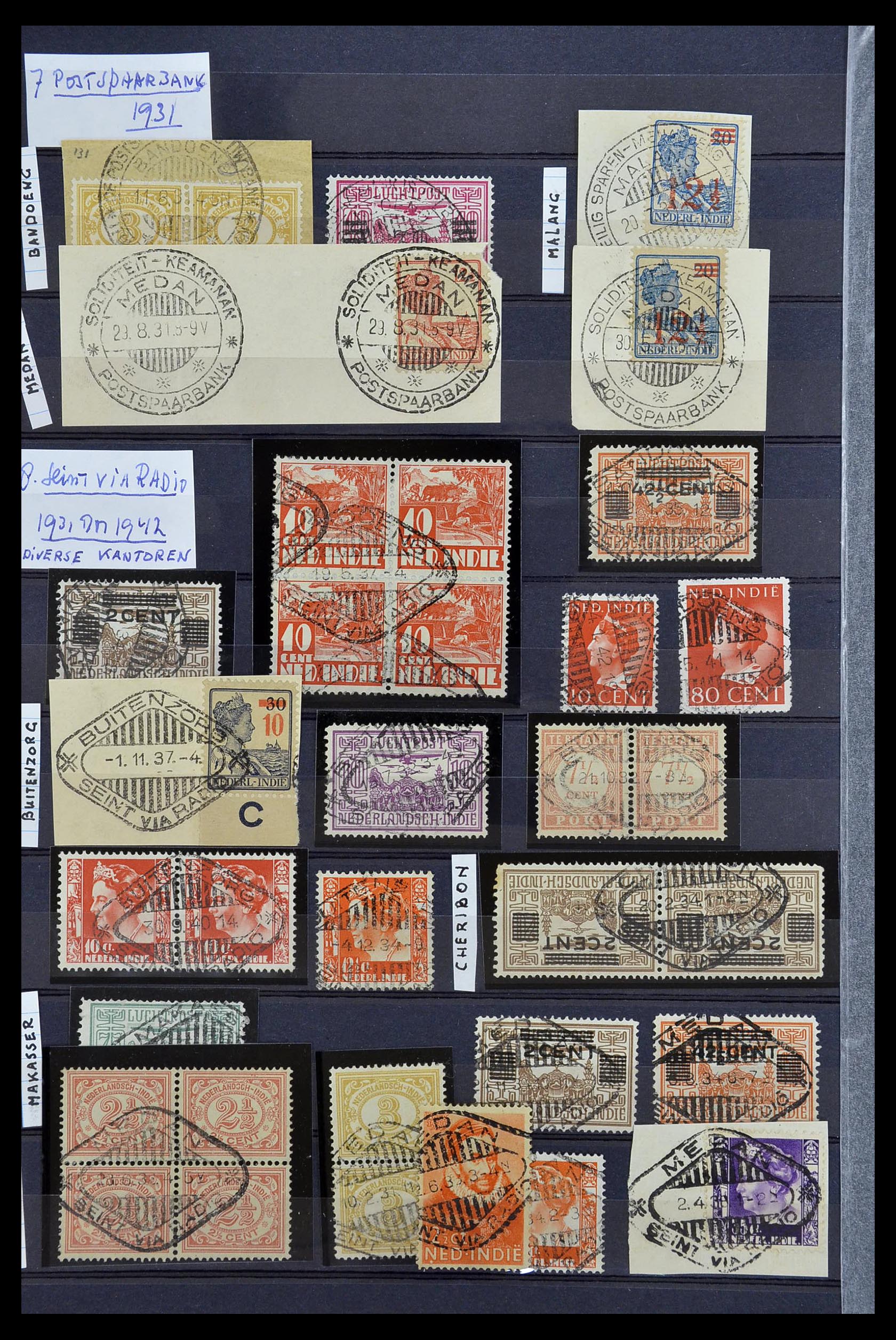 34690 015 - Postzegelverzameling 34690 Nederlands Indië stempels.