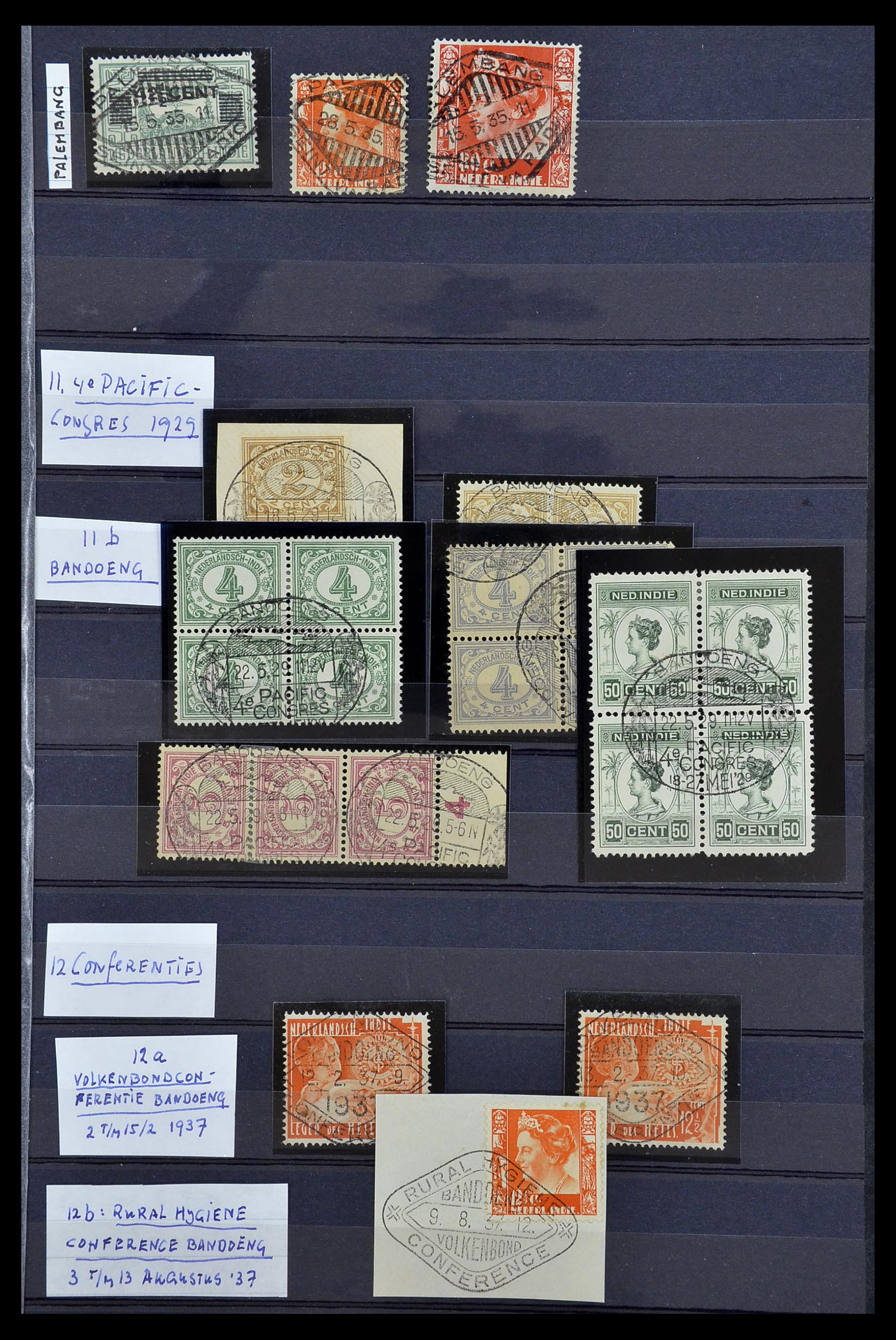 34690 016 - Postzegelverzameling 34690 Nederlands Indië stempels.