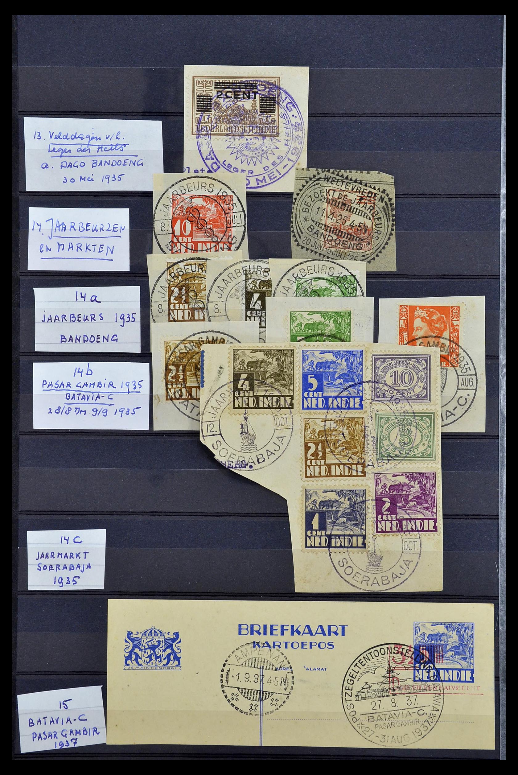 34690 017 - Postzegelverzameling 34690 Nederlands Indië stempels.