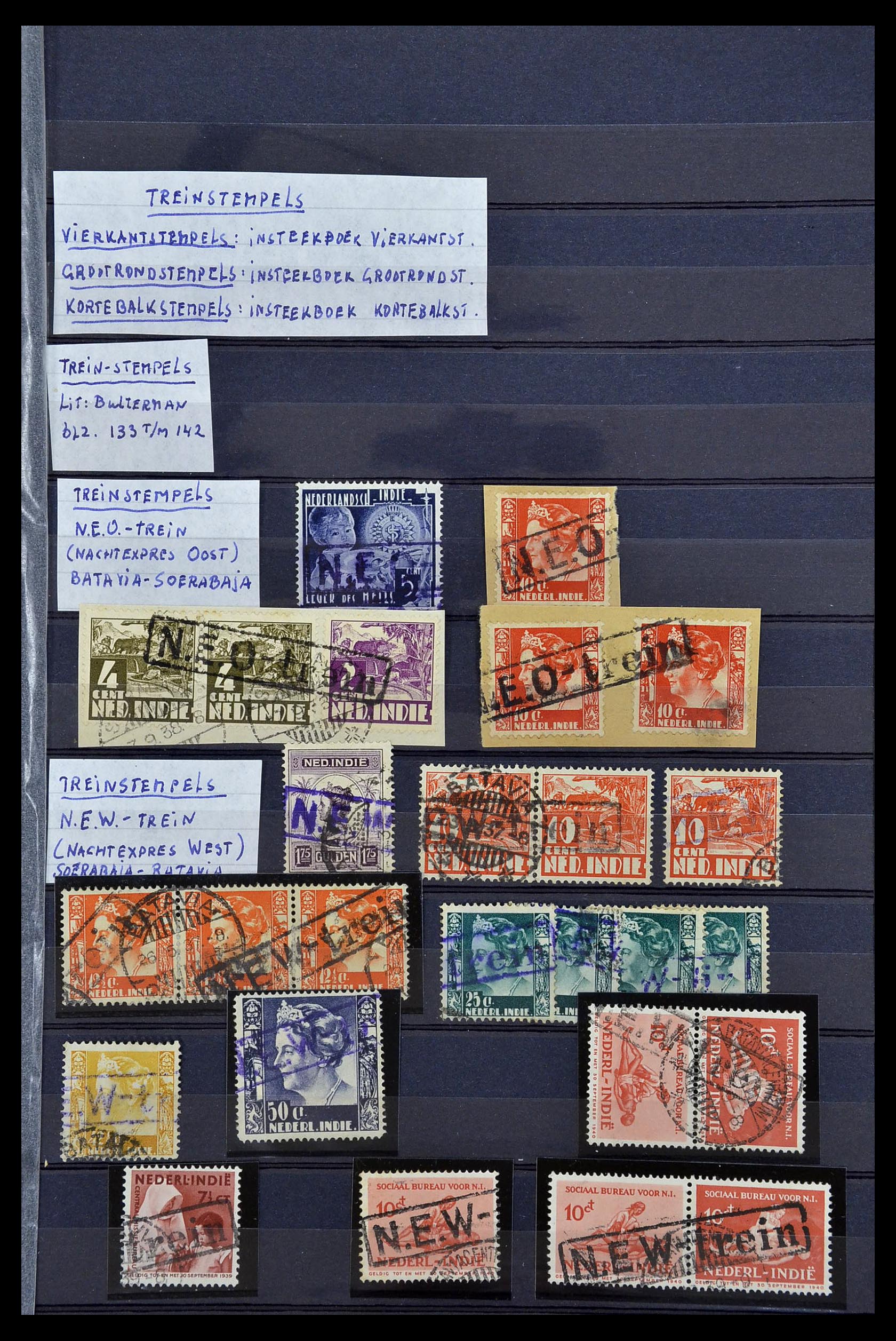 34690 018 - Postzegelverzameling 34690 Nederlands Indië stempels.