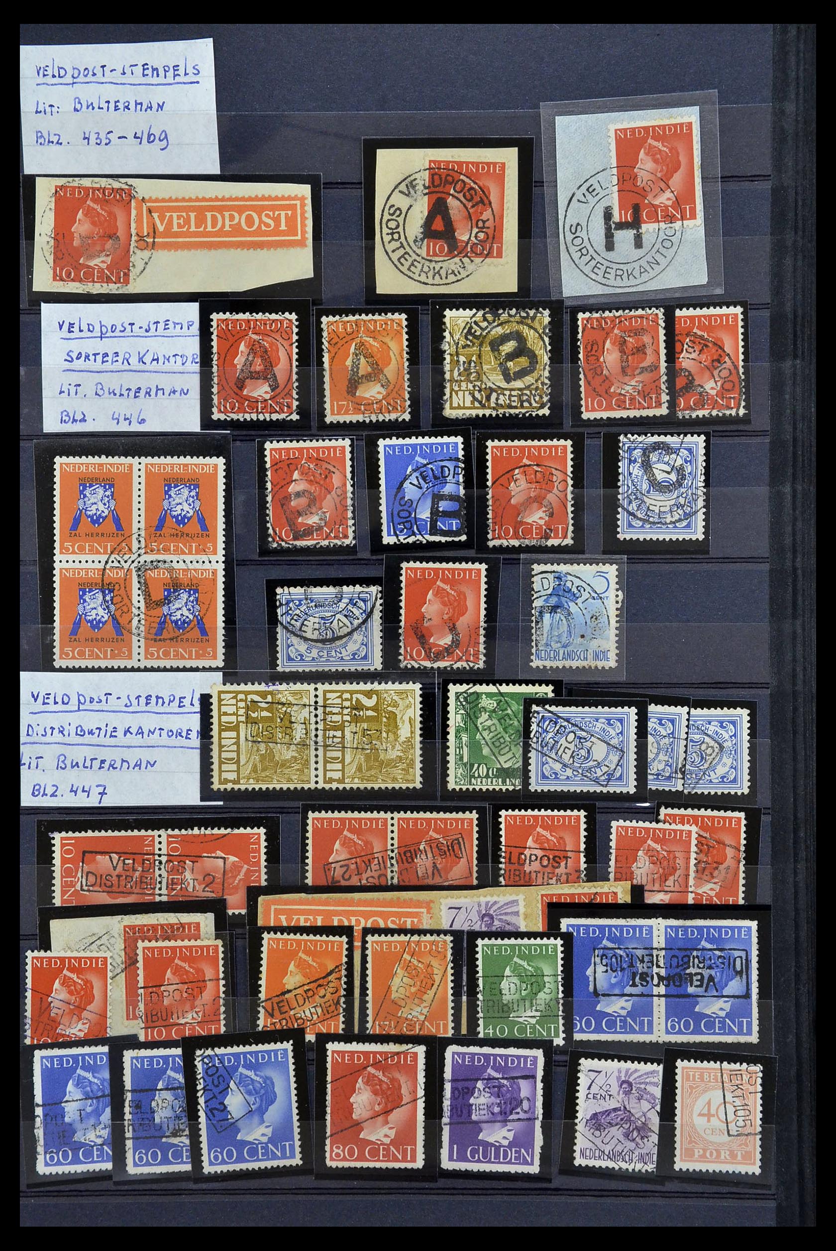 34690 021 - Postzegelverzameling 34690 Nederlands Indië stempels.