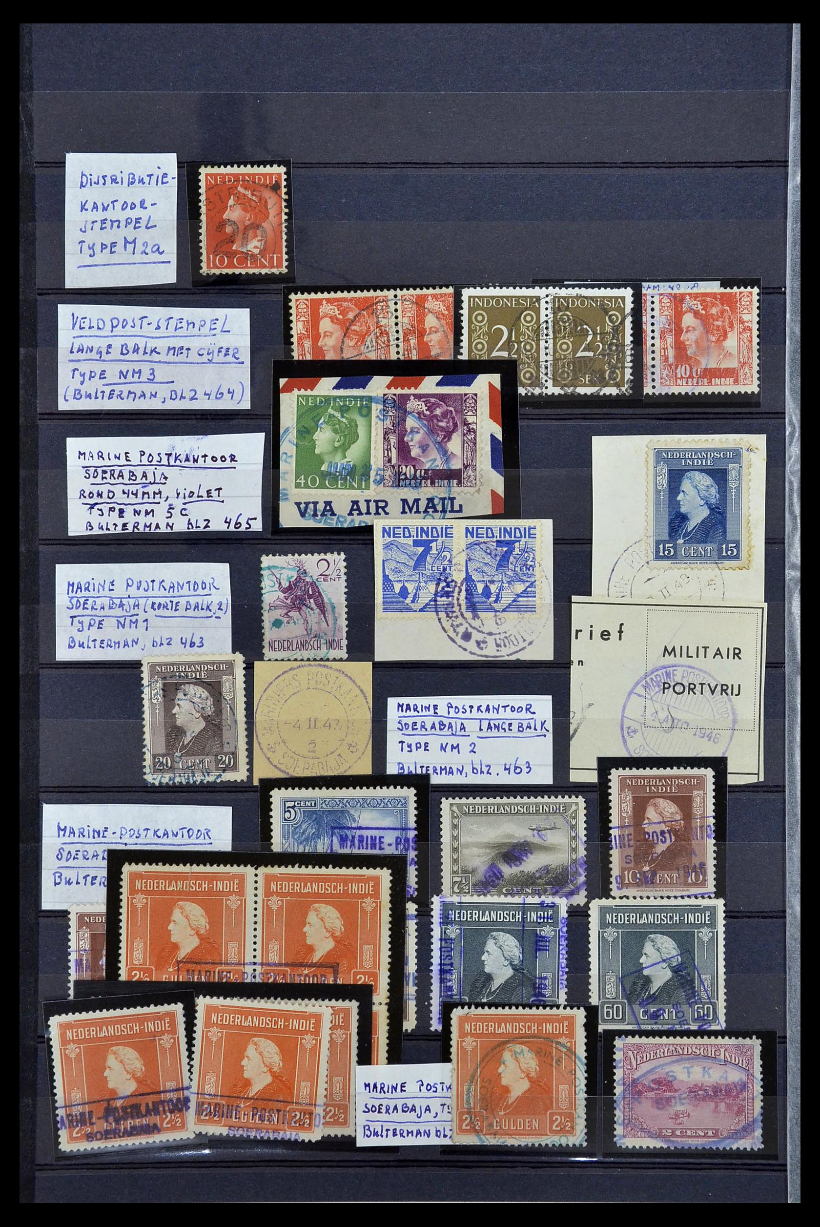 34690 022 - Postzegelverzameling 34690 Nederlands Indië stempels.