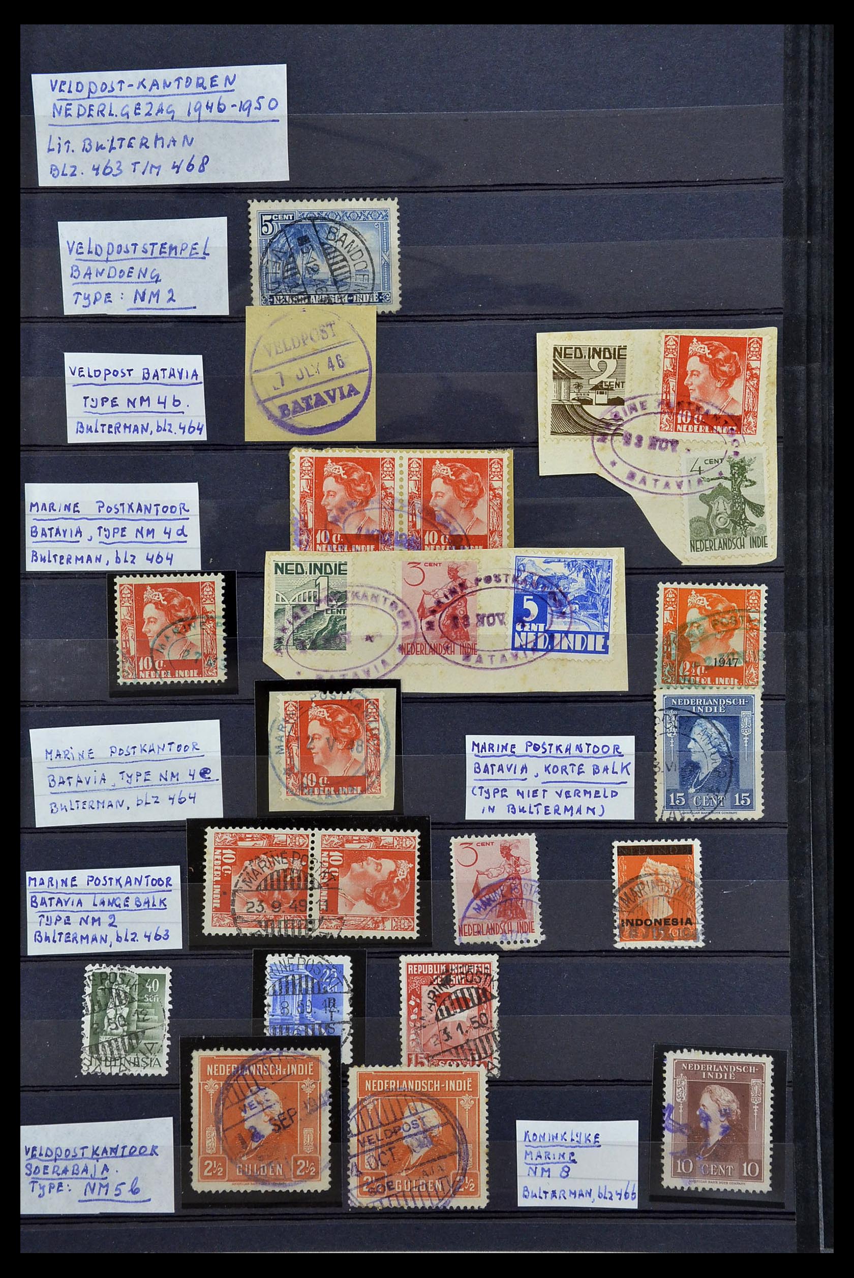 34690 023 - Postzegelverzameling 34690 Nederlands Indië stempels.