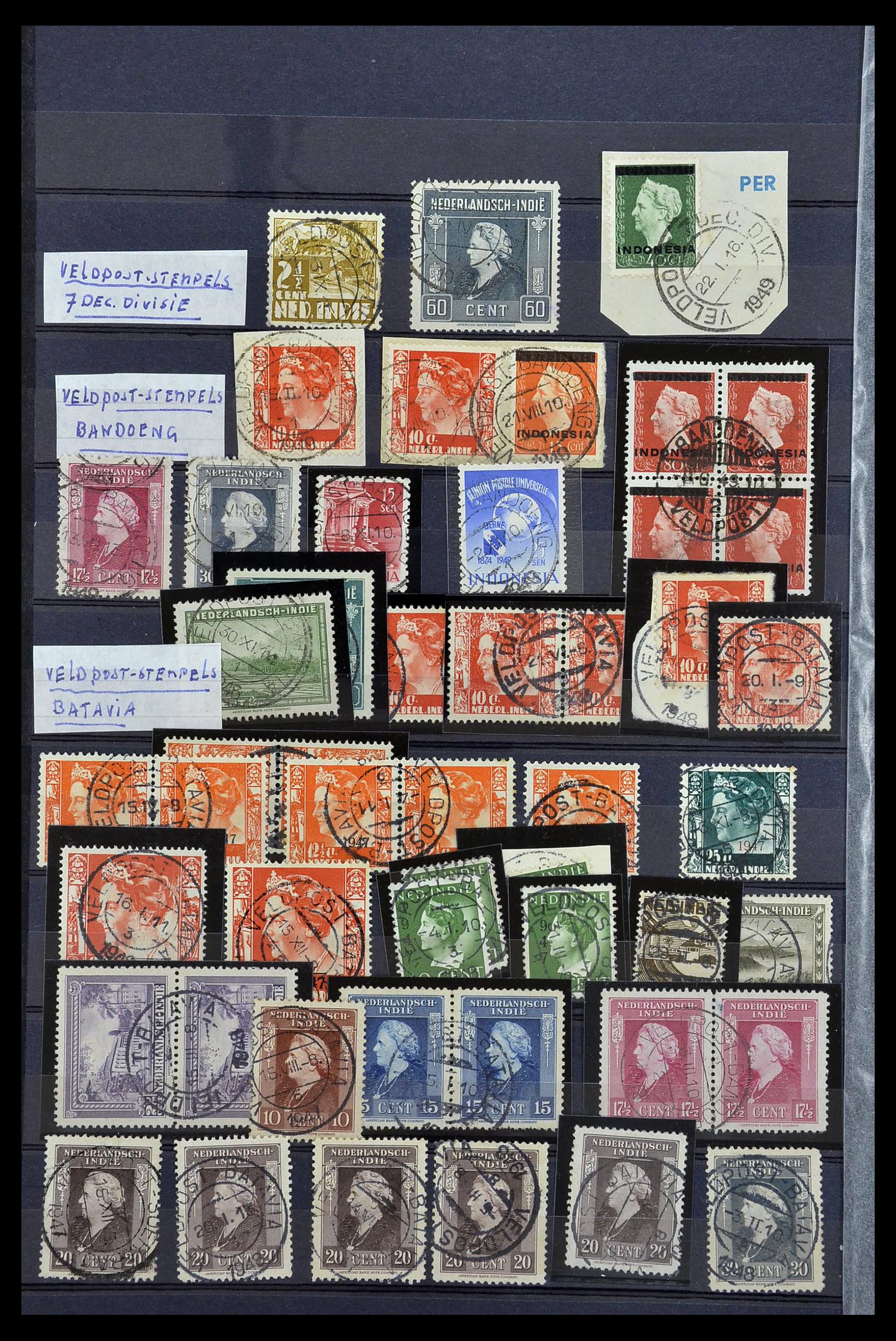 34690 024 - Postzegelverzameling 34690 Nederlands Indië stempels.