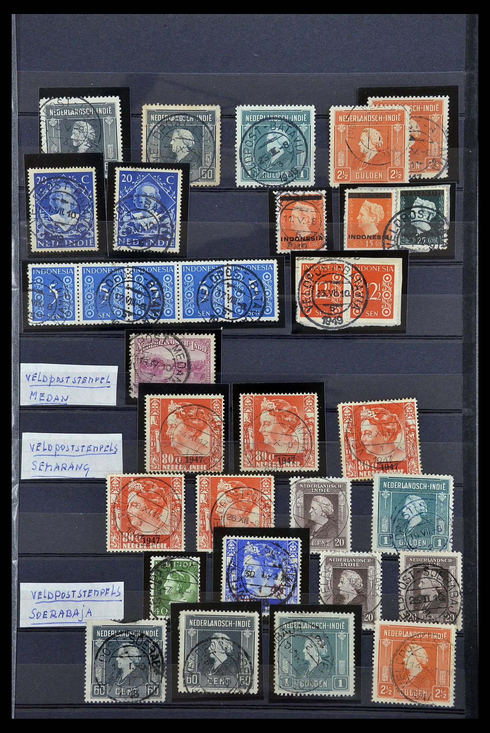 34690 025 - Postzegelverzameling 34690 Nederlands Indië stempels.