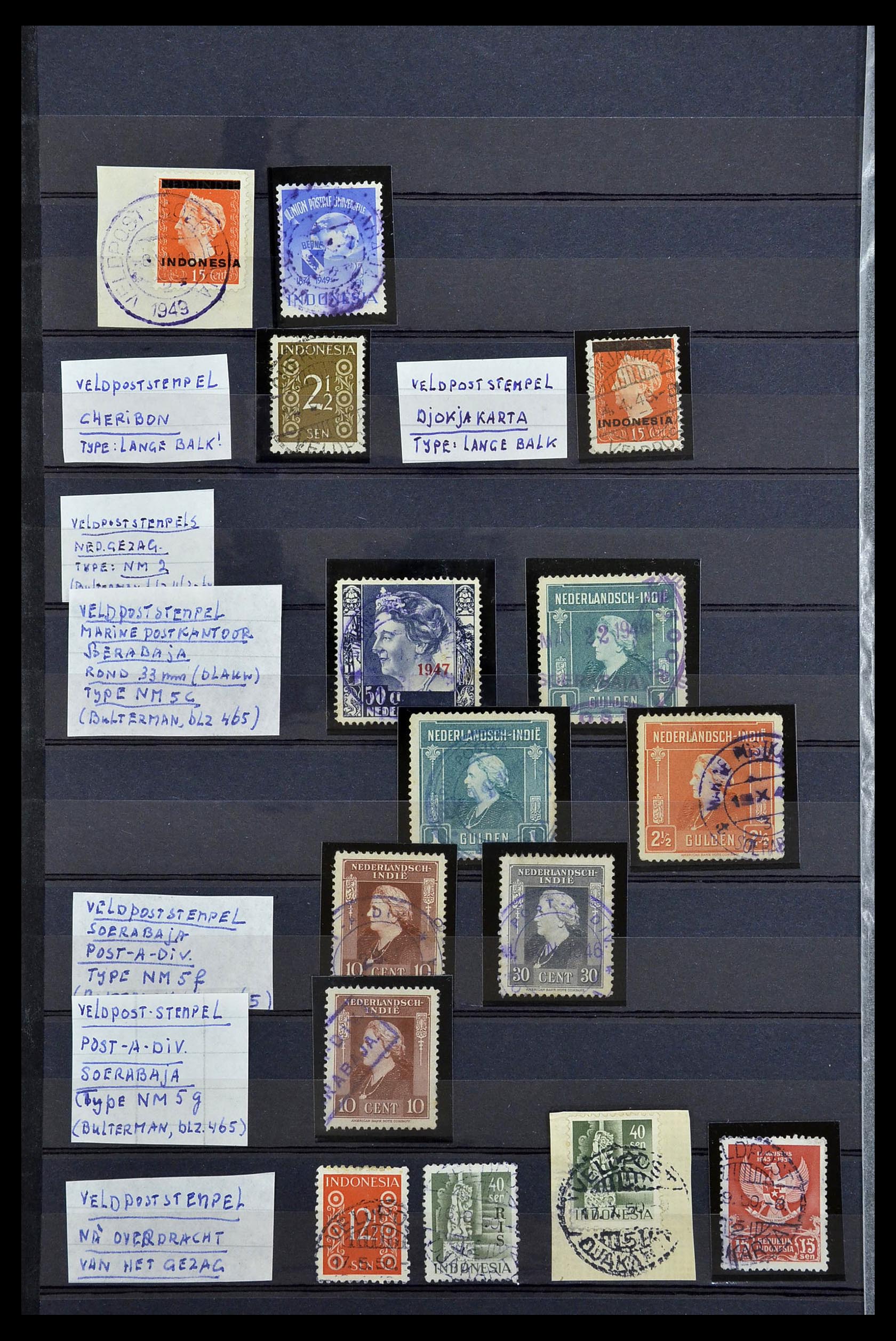 34690 026 - Postzegelverzameling 34690 Nederlands Indië stempels.