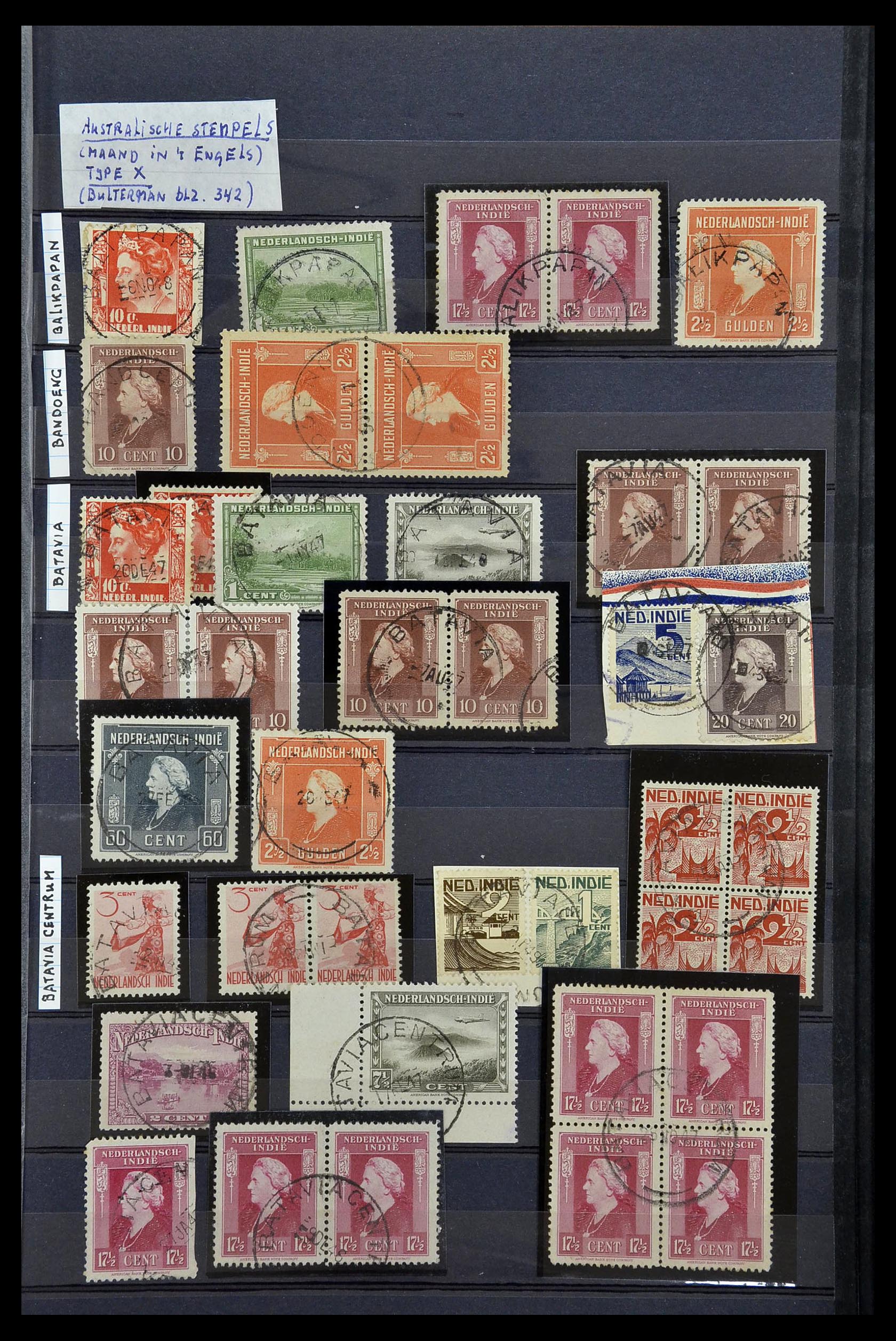 34690 027 - Postzegelverzameling 34690 Nederlands Indië stempels.