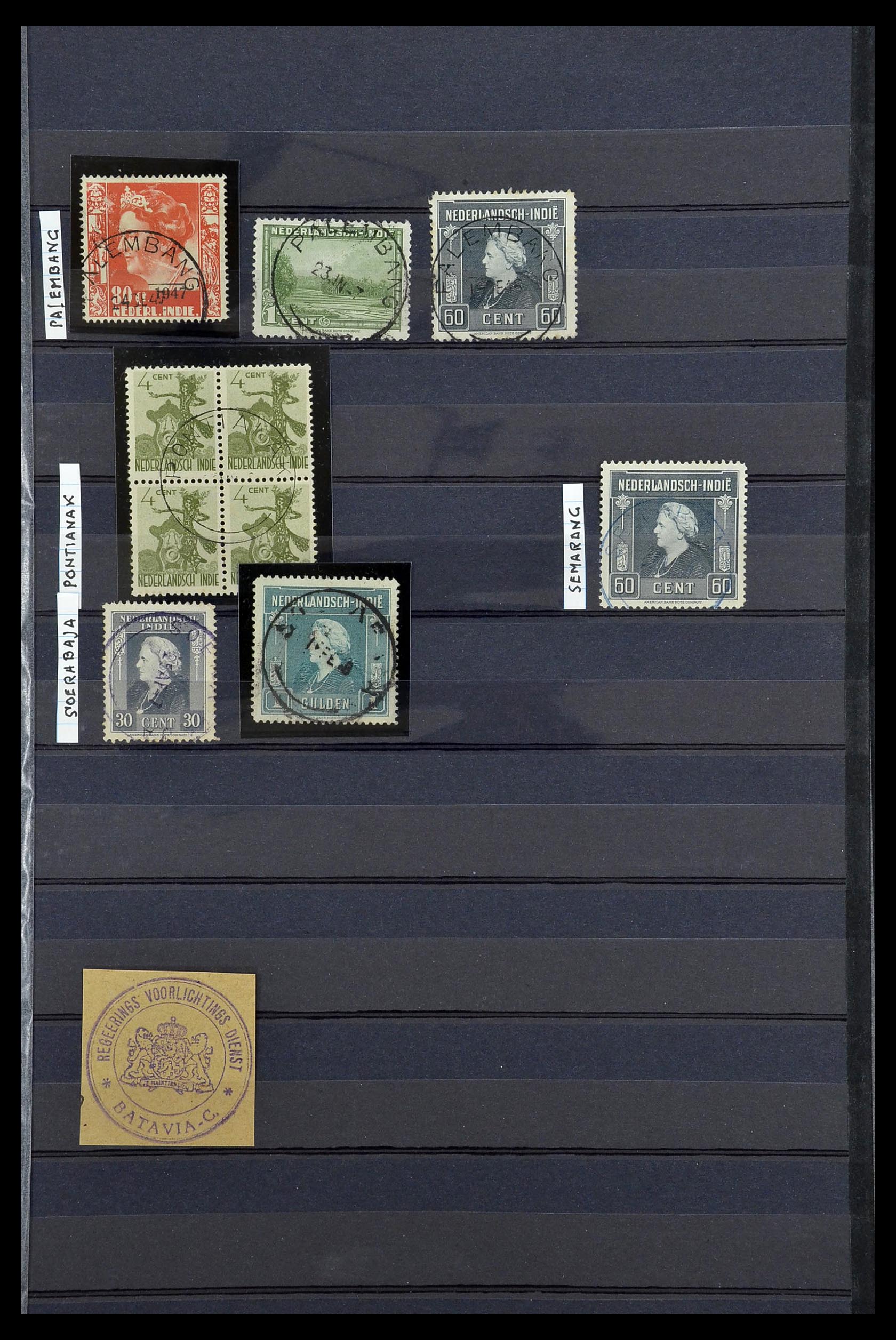 34690 029 - Postzegelverzameling 34690 Nederlands Indië stempels.