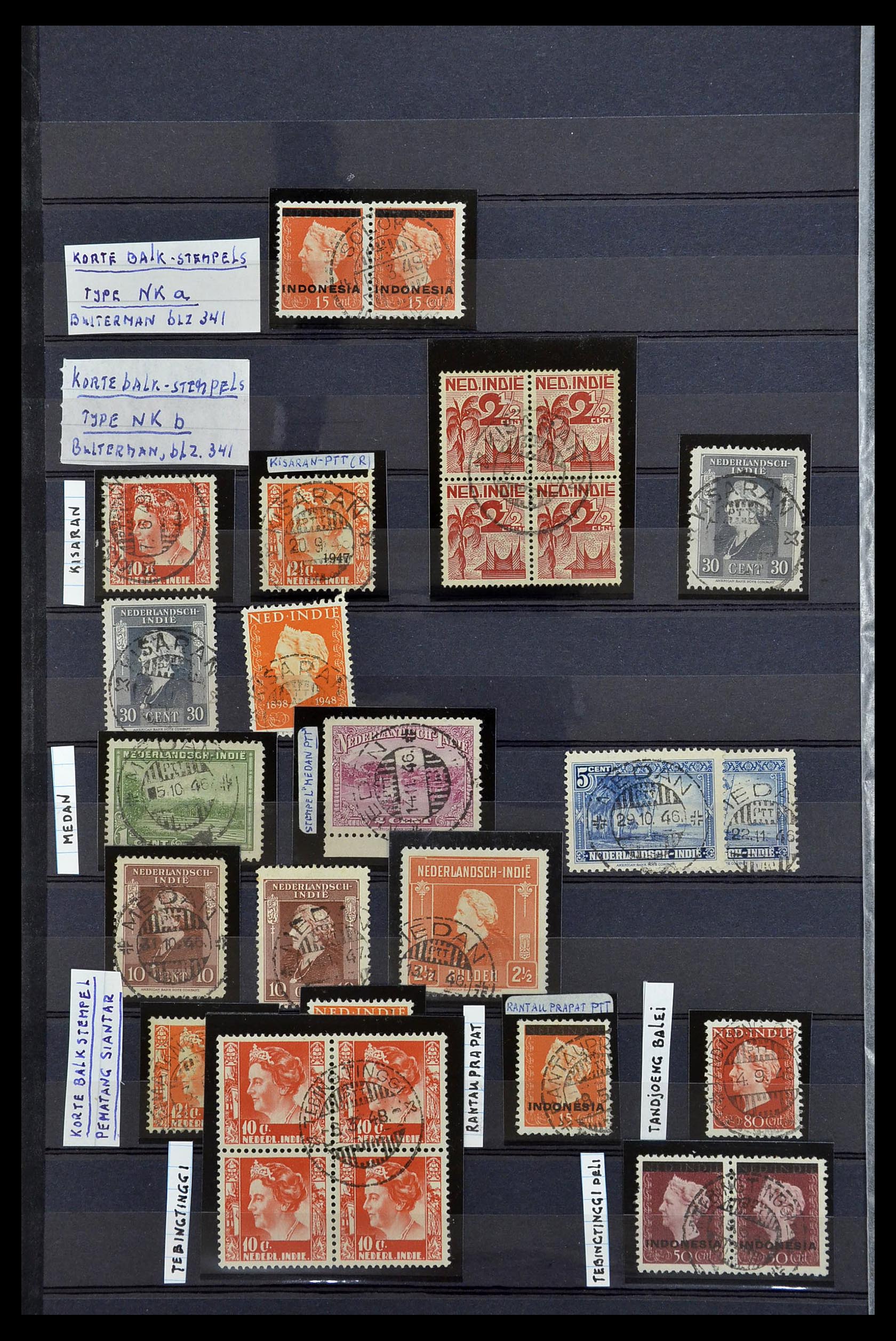 34690 030 - Postzegelverzameling 34690 Nederlands Indië stempels.
