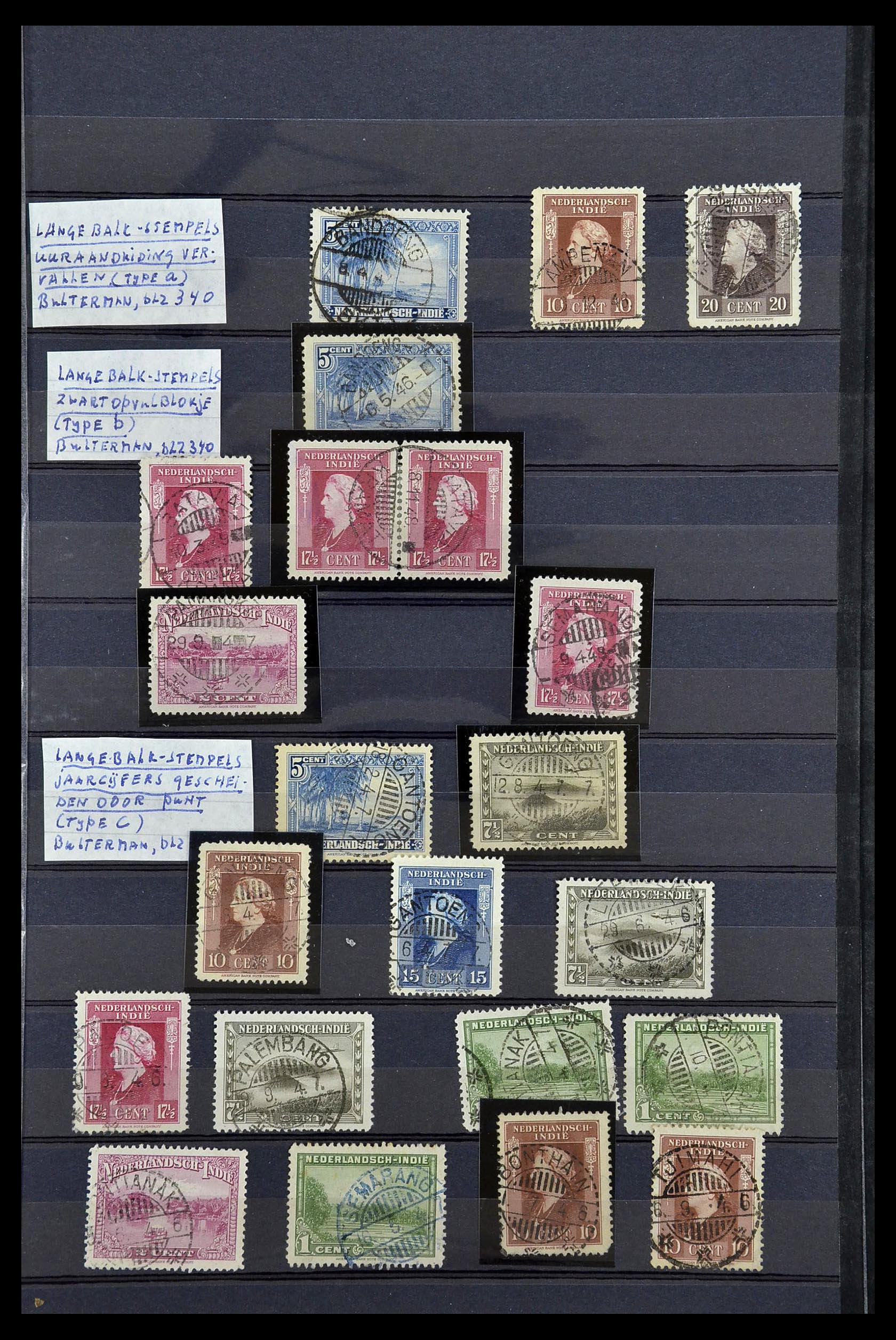 34690 031 - Postzegelverzameling 34690 Nederlands Indië stempels.