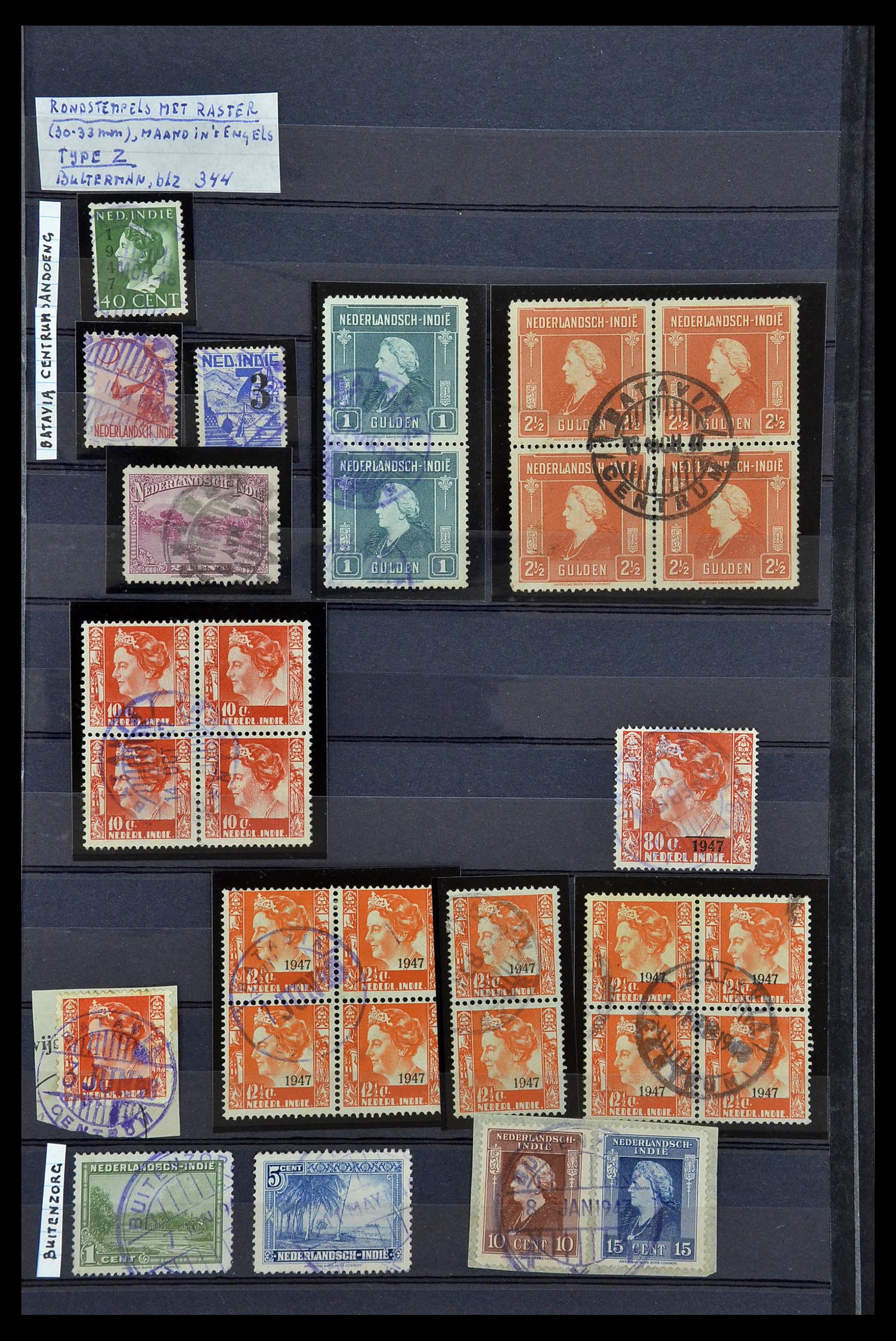 34690 033 - Postzegelverzameling 34690 Nederlands Indië stempels.