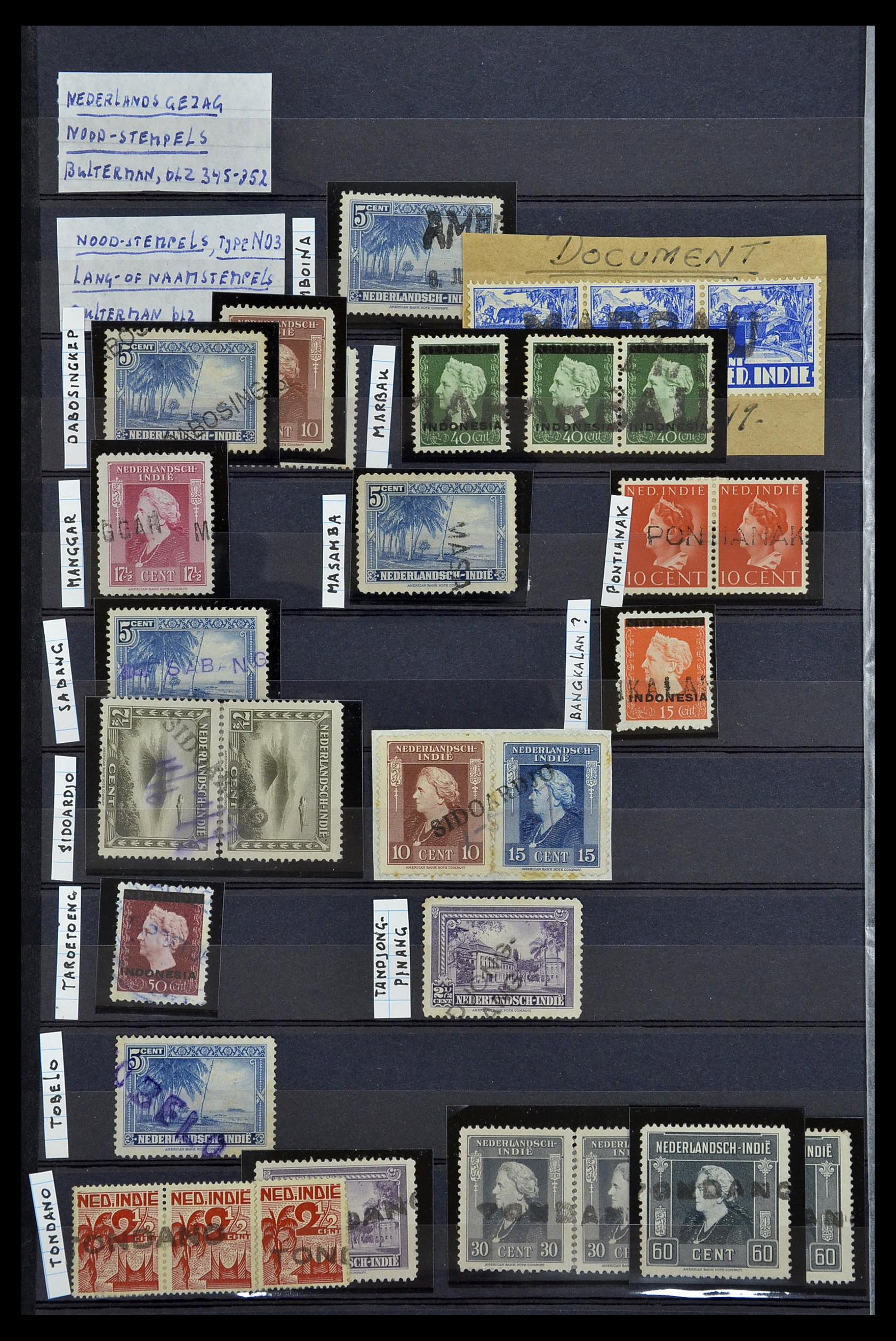 34690 036 - Postzegelverzameling 34690 Nederlands Indië stempels.
