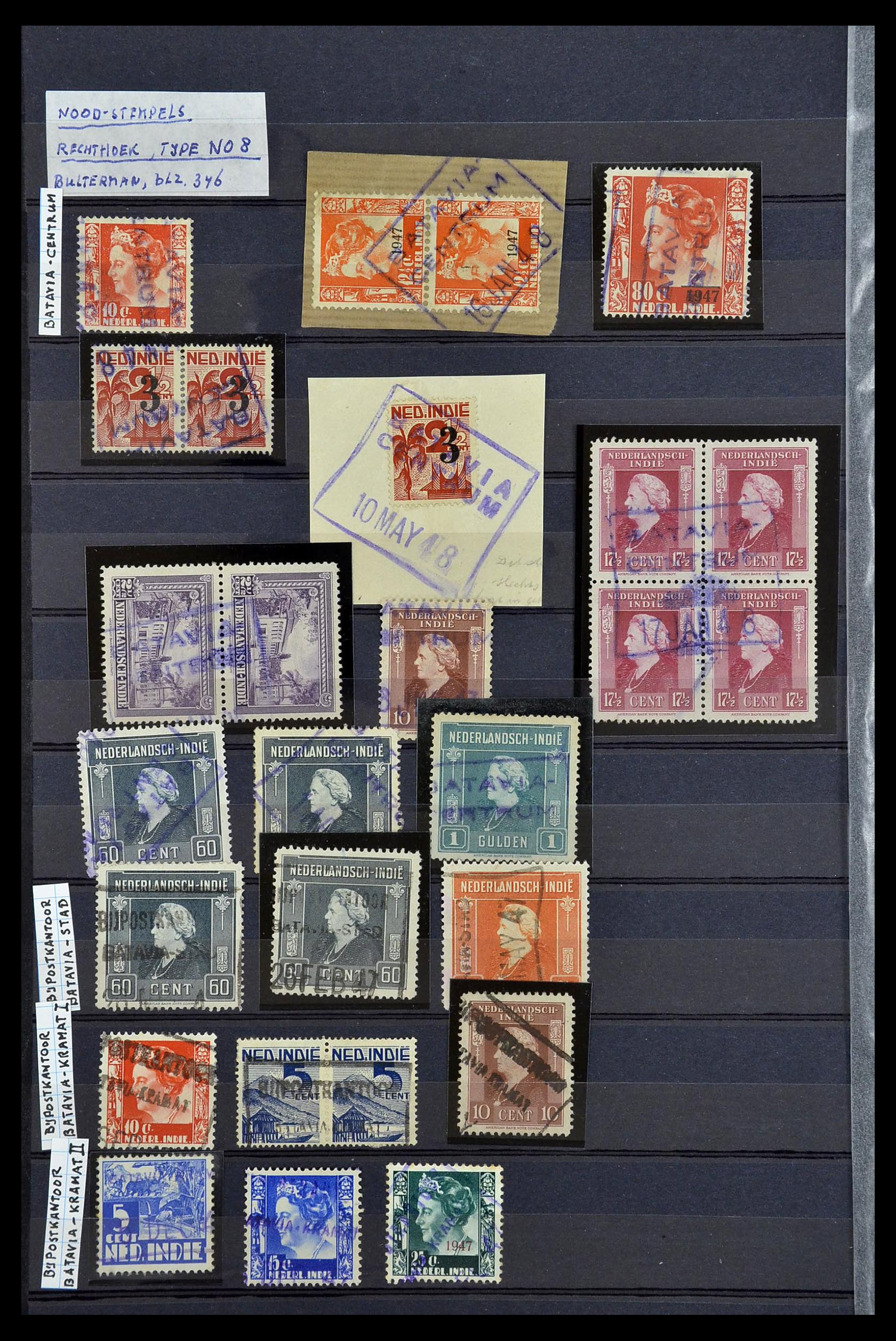 34690 038 - Postzegelverzameling 34690 Nederlands Indië stempels.