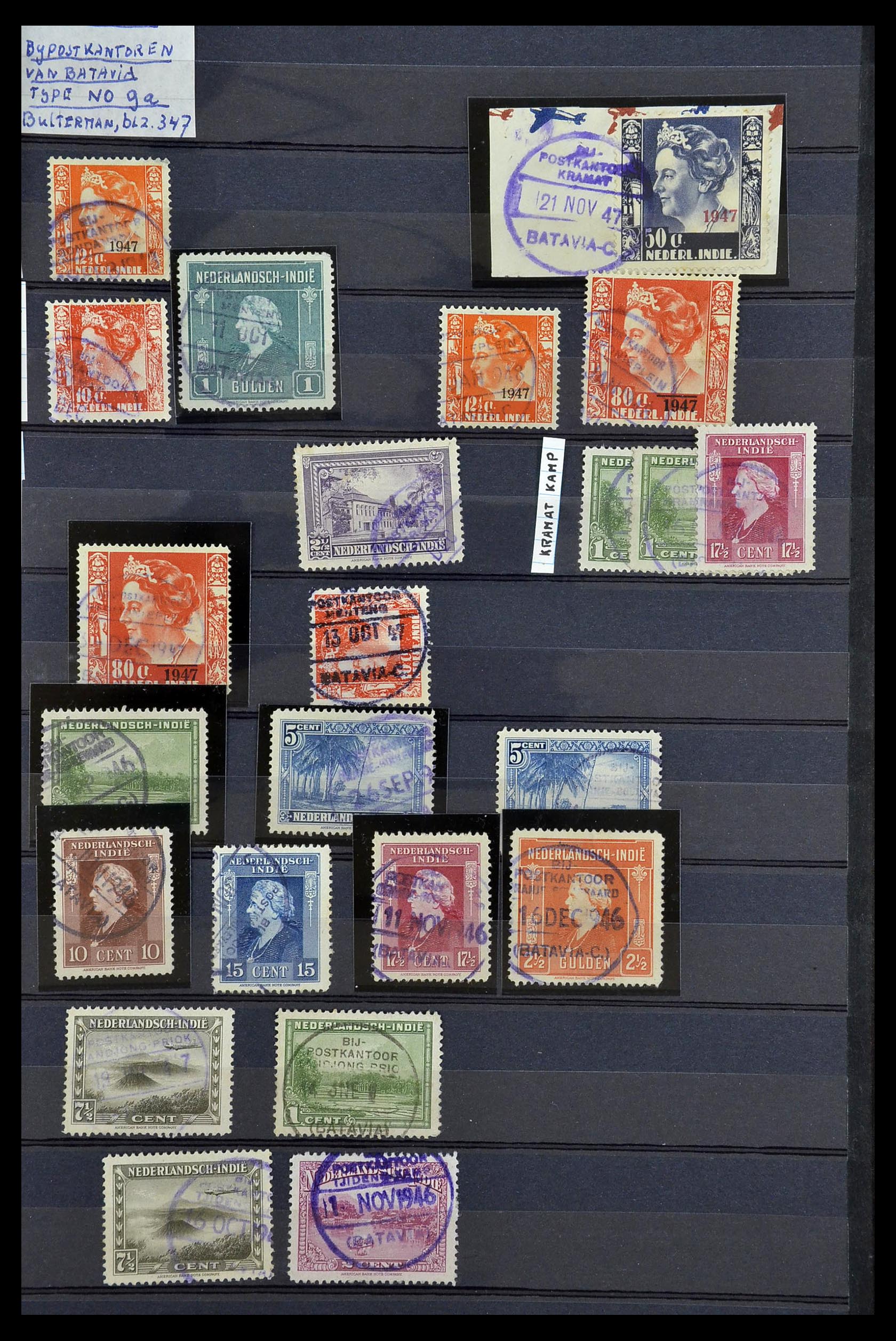 34690 039 - Postzegelverzameling 34690 Nederlands Indië stempels.