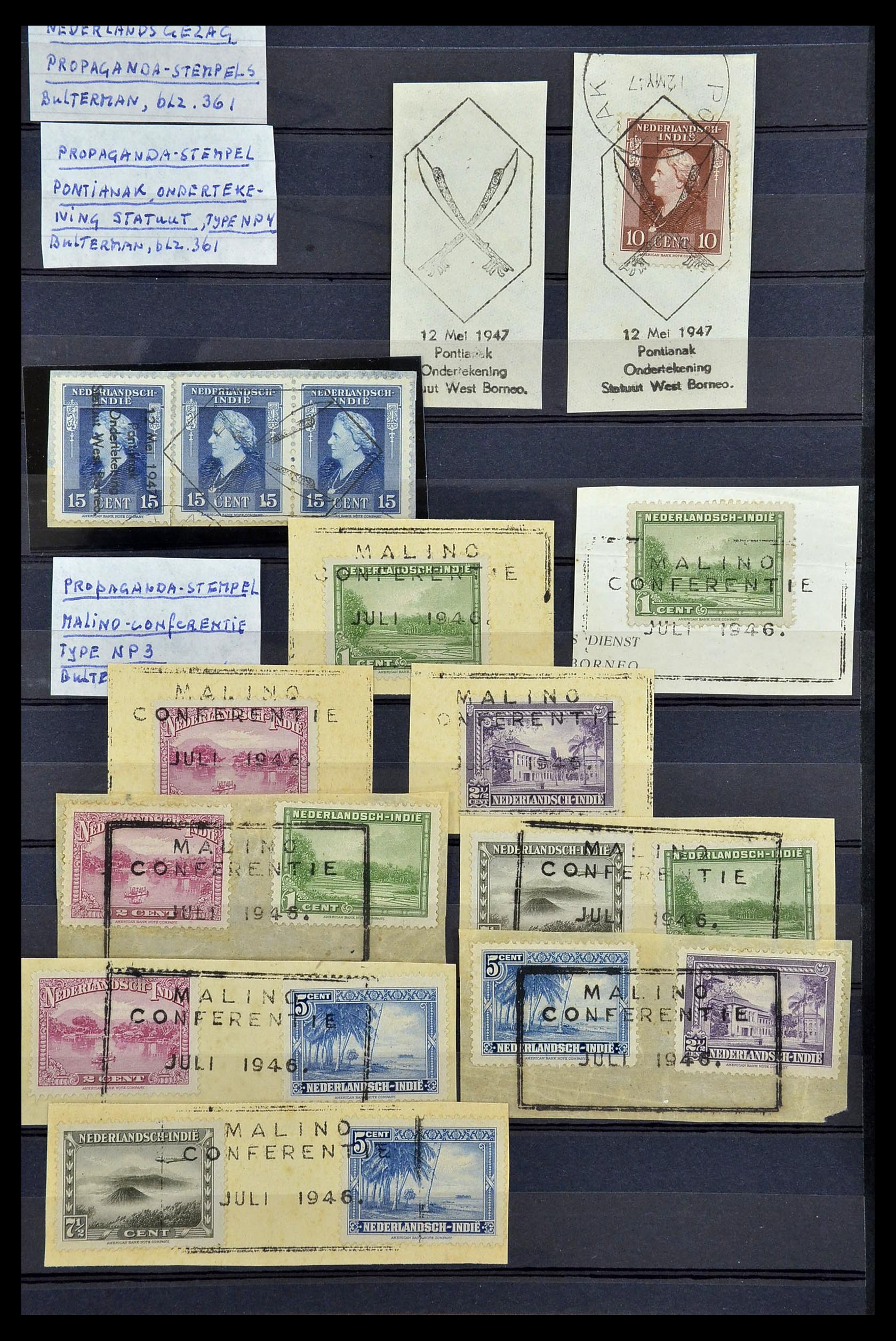 34690 043 - Postzegelverzameling 34690 Nederlands Indië stempels.