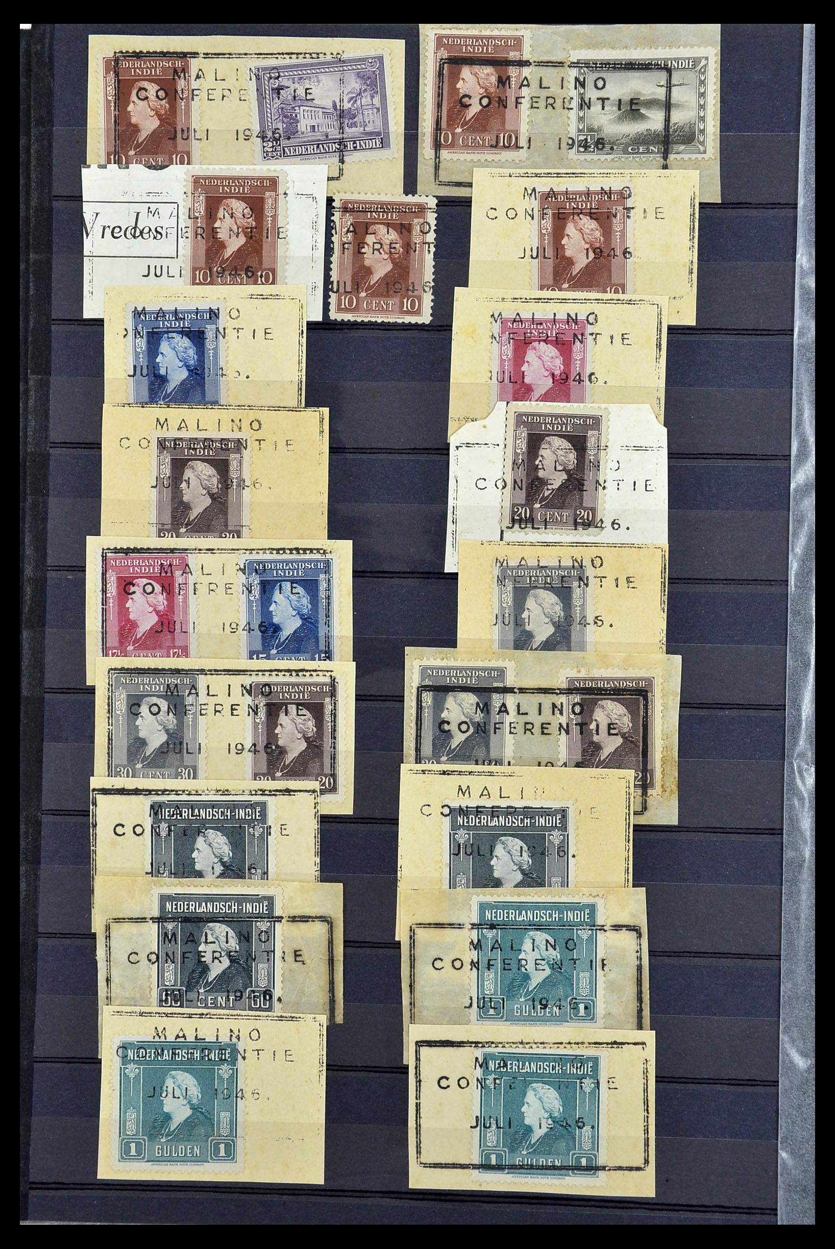 34690 044 - Postzegelverzameling 34690 Nederlands Indië stempels.