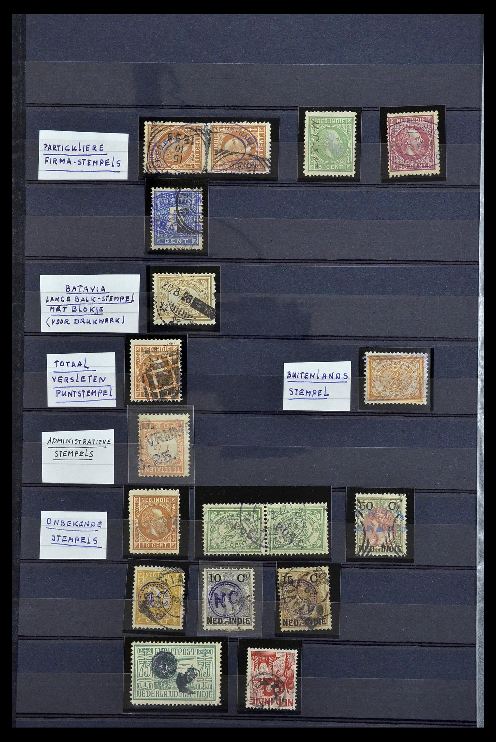 34690 046 - Postzegelverzameling 34690 Nederlands Indië stempels.