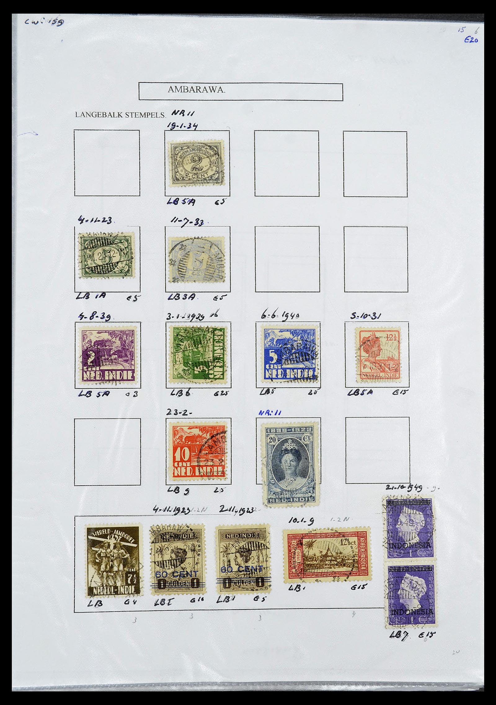 34693 002 - Stamp Collection 34693 Dutch east Indies cancels 1917-1948.