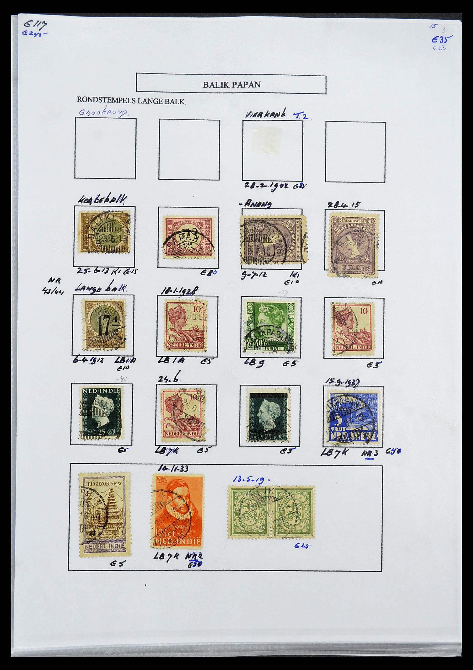 34693 010 - Postzegelverzameling 34693 Nederlands Indië stempels 1917-1948.