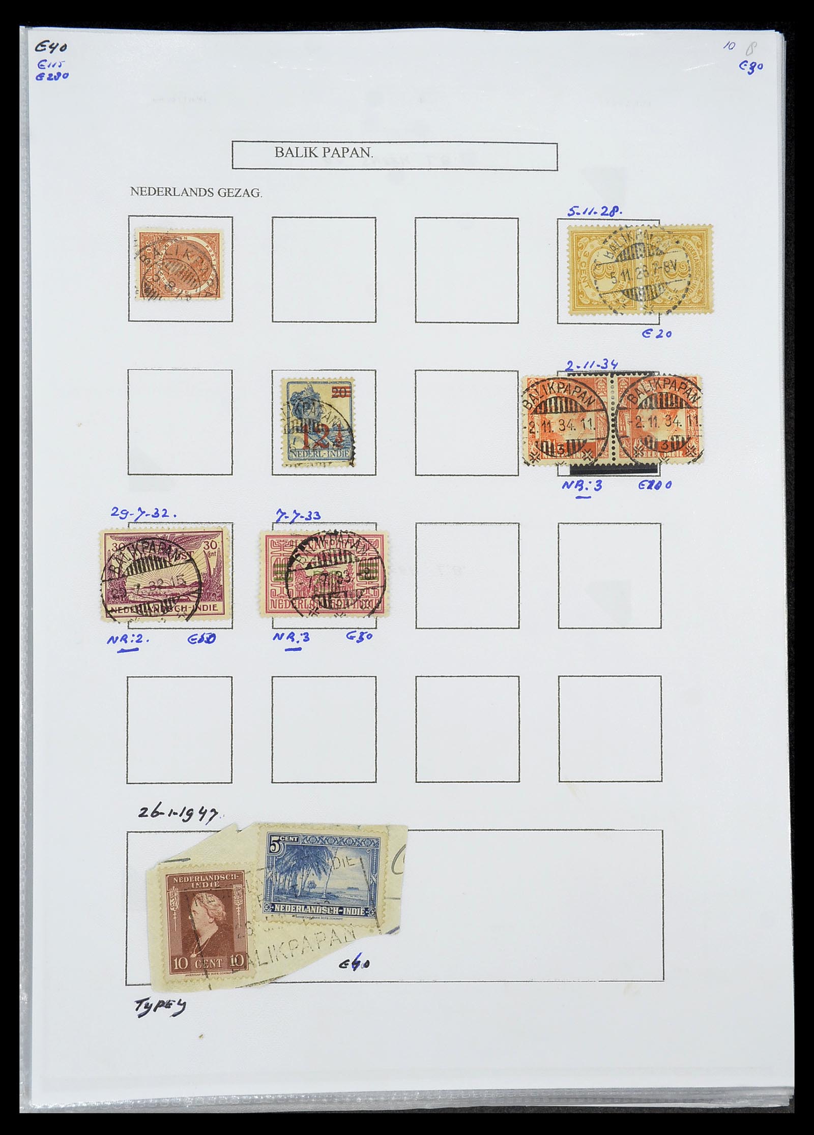 34693 012 - Postzegelverzameling 34693 Nederlands Indië stempels 1917-1948.