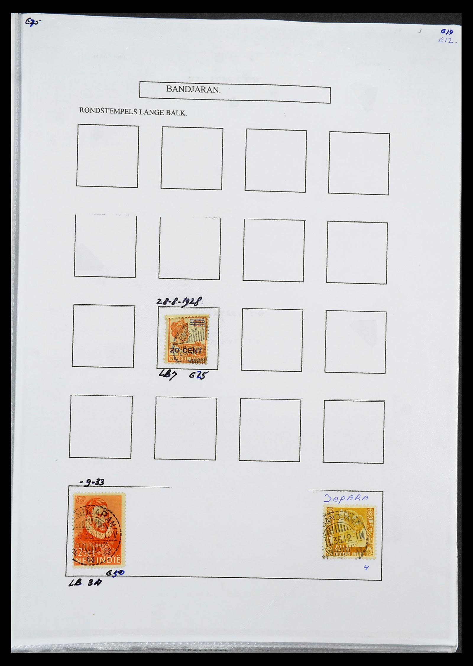 34693 014 - Postzegelverzameling 34693 Nederlands Indië stempels 1917-1948.