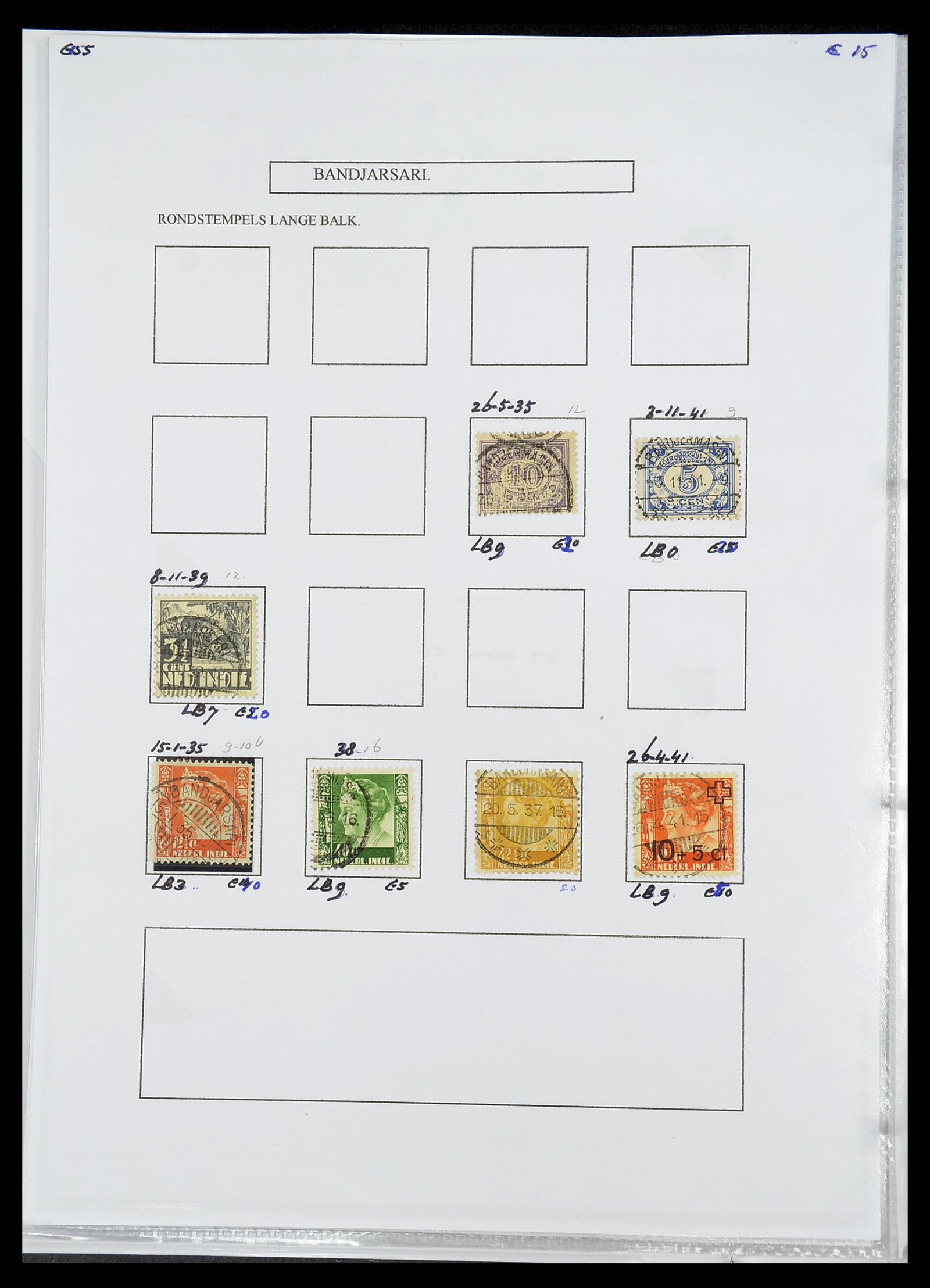 34693 015 - Stamp Collection 34693 Dutch east Indies cancels 1917-1948.