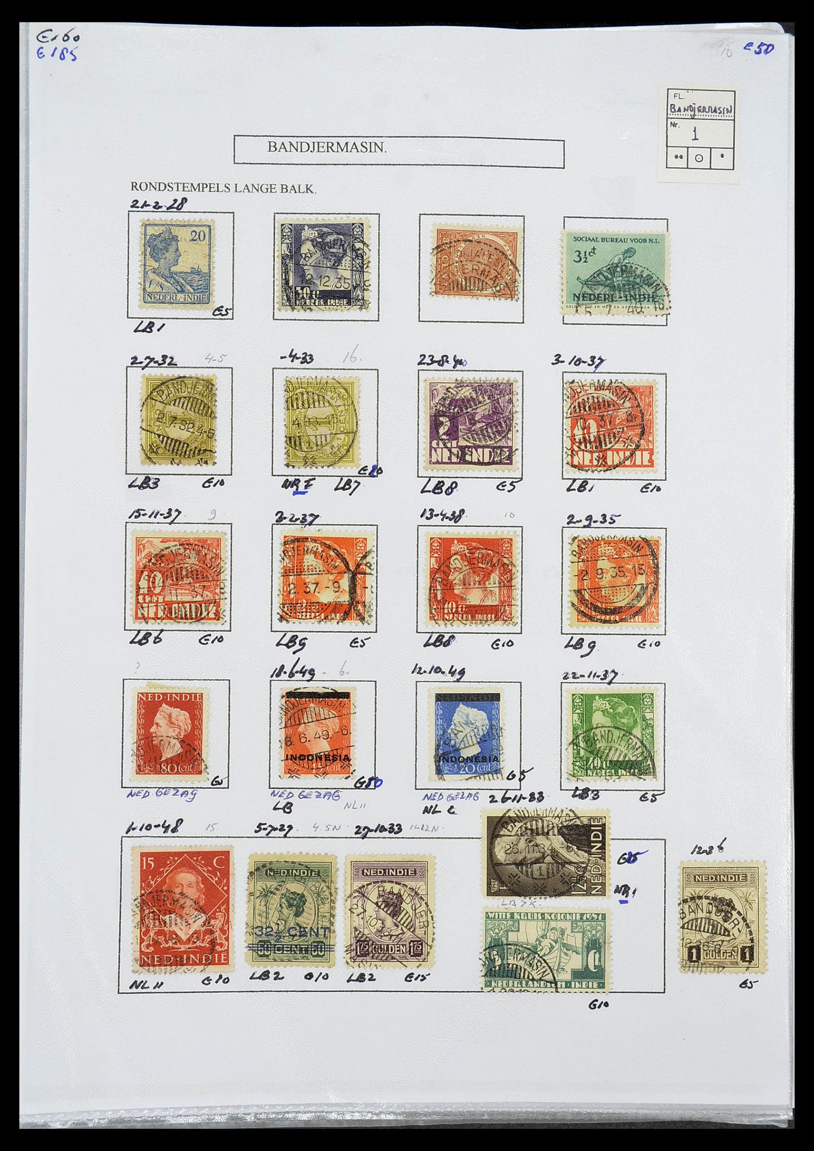 34693 016 - Stamp Collection 34693 Dutch east Indies cancels 1917-1948.