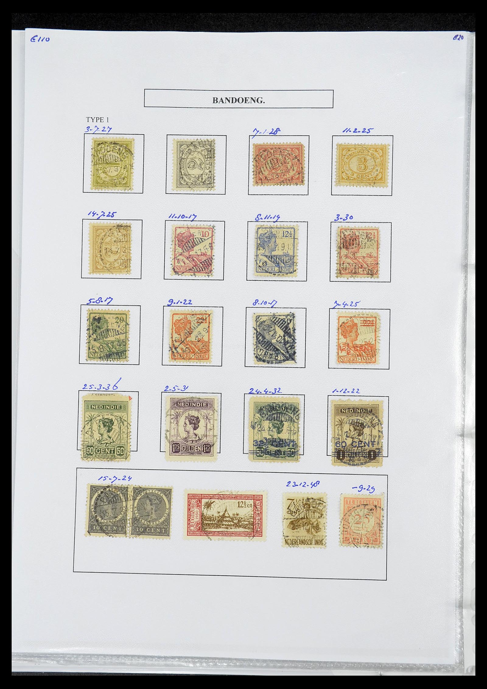 34693 017 - Stamp Collection 34693 Dutch east Indies cancels 1917-1948.