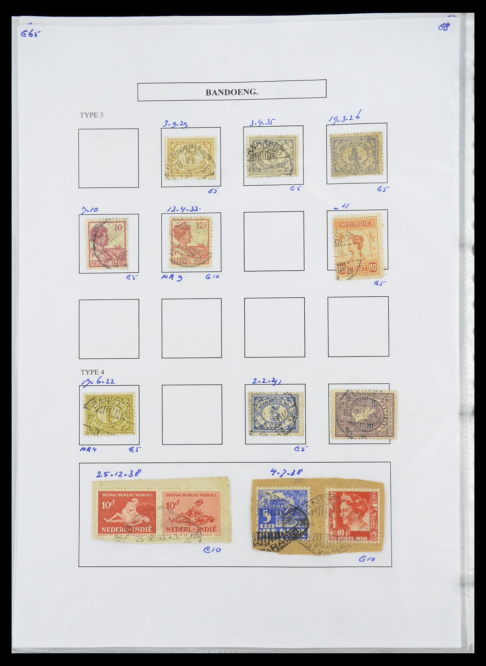 34693 019 - Stamp Collection 34693 Dutch east Indies cancels 1917-1948.
