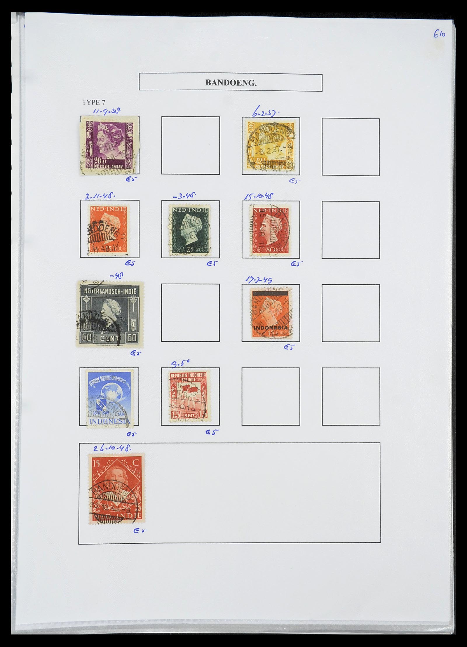 34693 024 - Stamp Collection 34693 Dutch east Indies cancels 1917-1948.