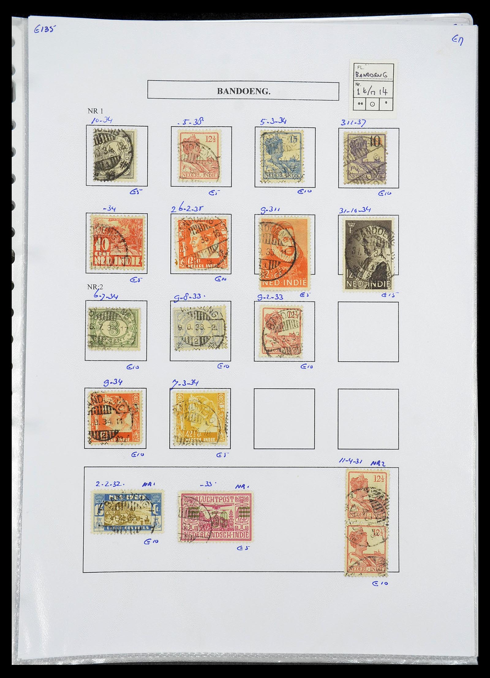 34693 028 - Stamp Collection 34693 Dutch east Indies cancels 1917-1948.