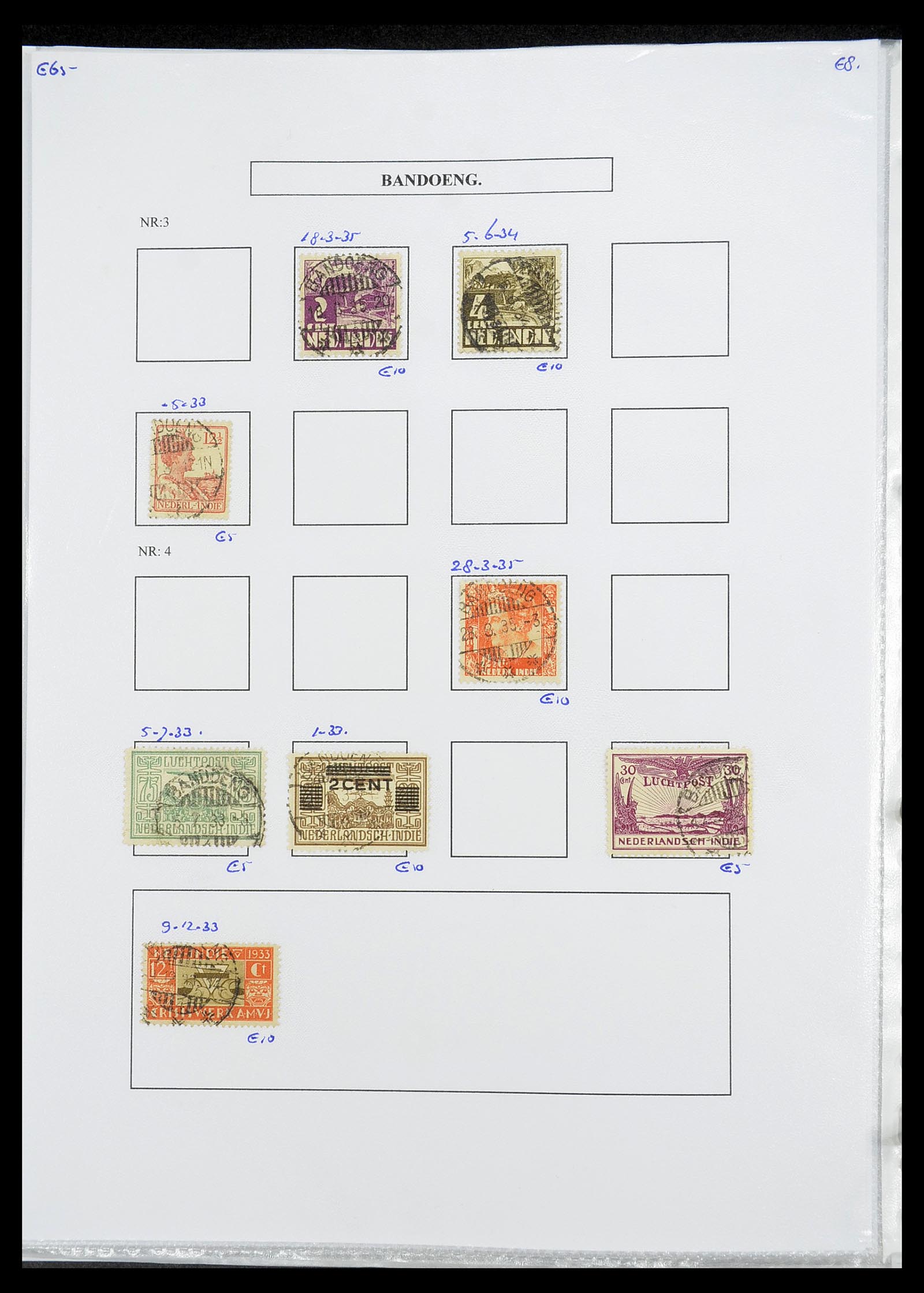 34693 029 - Stamp Collection 34693 Dutch east Indies cancels 1917-1948.