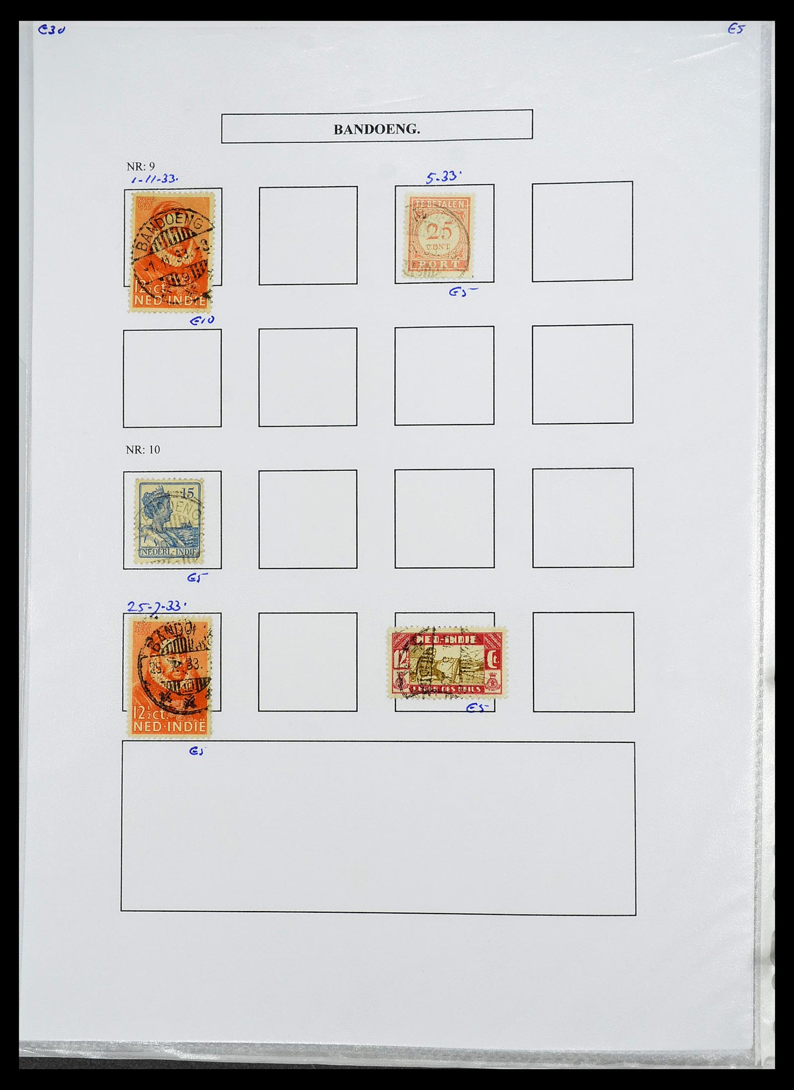 34693 031 - Postzegelverzameling 34693 Nederlands Indië stempels 1917-1948.