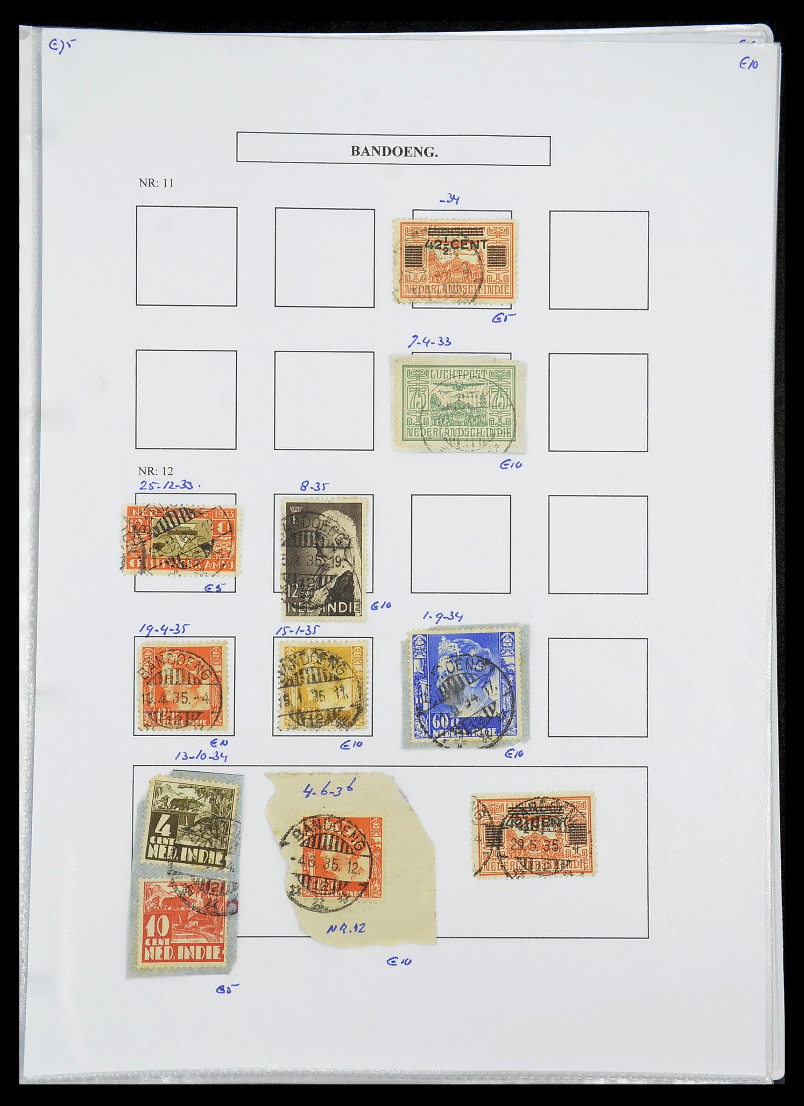 34693 032 - Stamp Collection 34693 Dutch east Indies cancels 1917-1948.