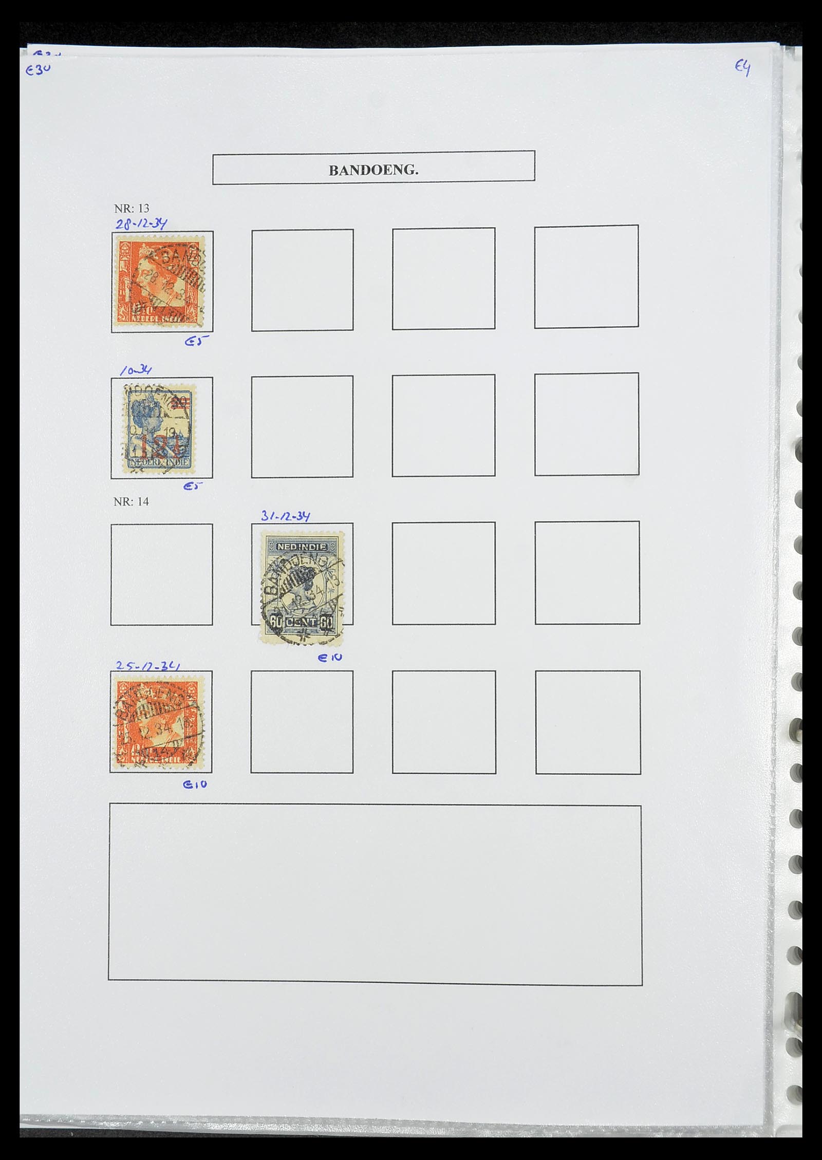 34693 033 - Stamp Collection 34693 Dutch east Indies cancels 1917-1948.