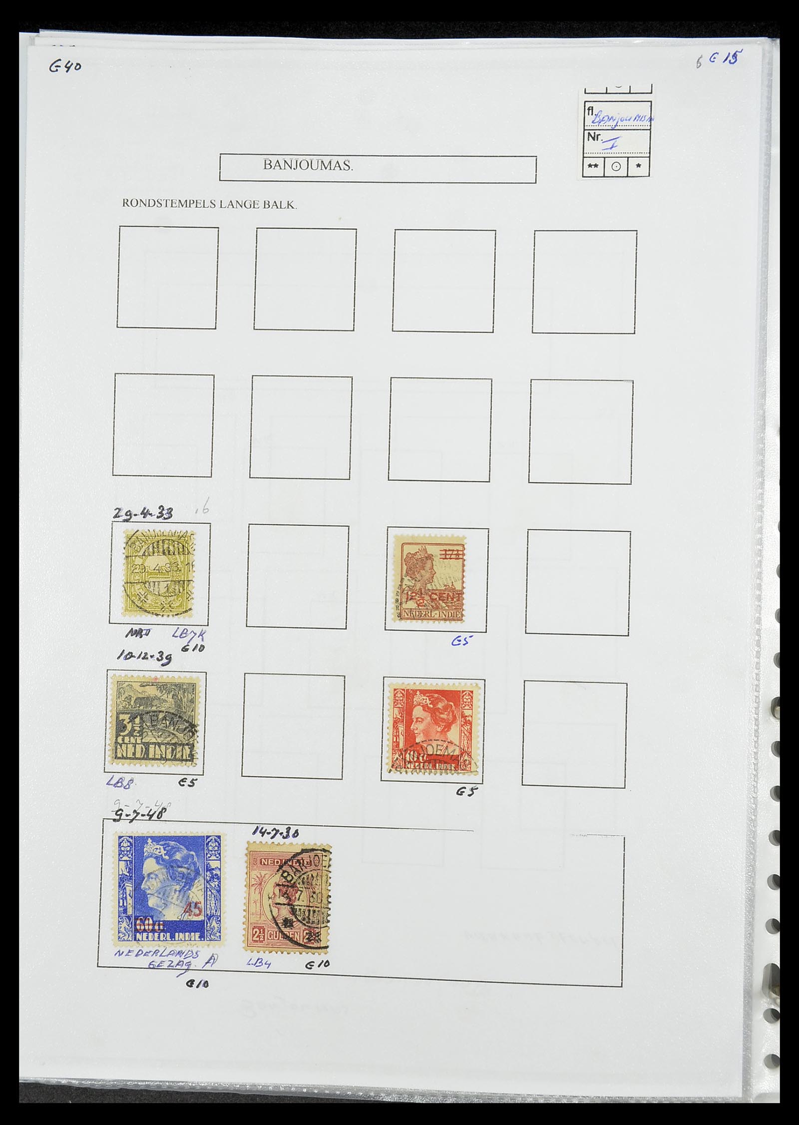 34693 037 - Stamp Collection 34693 Dutch east Indies cancels 1917-1948.