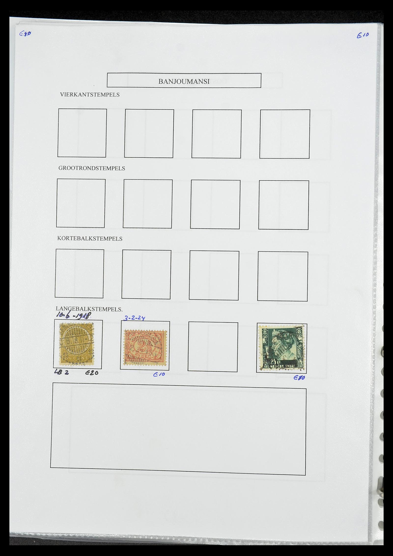 34693 039 - Stamp Collection 34693 Dutch east Indies cancels 1917-1948.