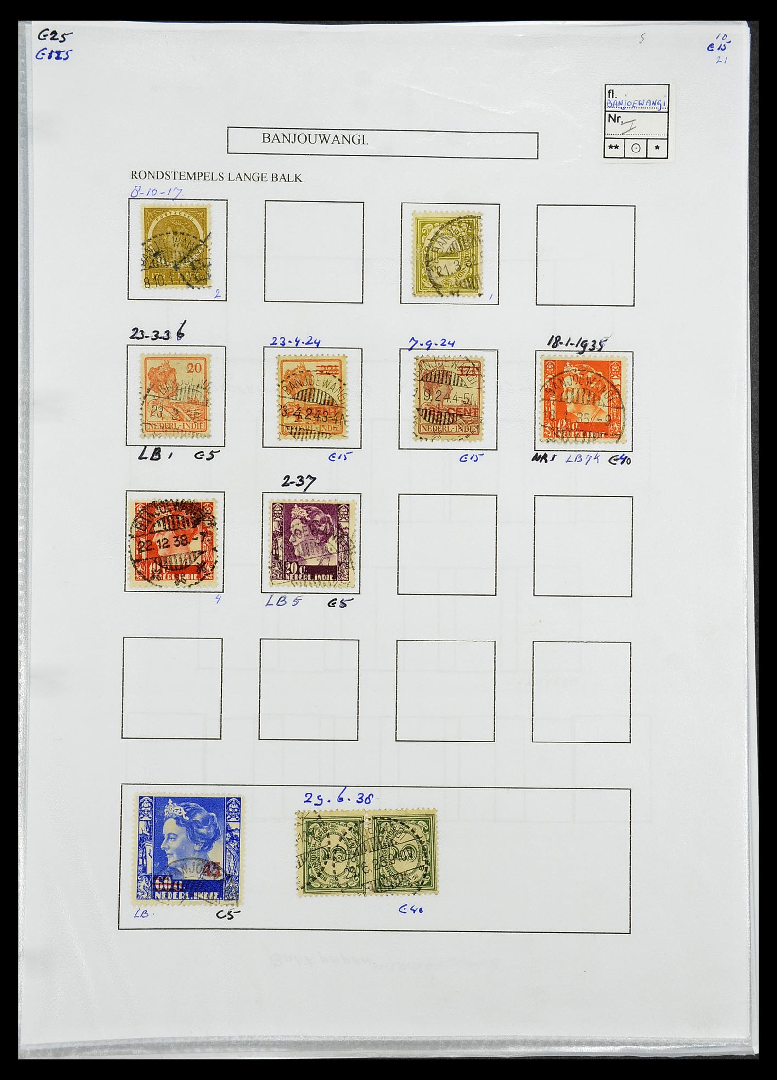 34693 040 - Stamp Collection 34693 Dutch east Indies cancels 1917-1948.