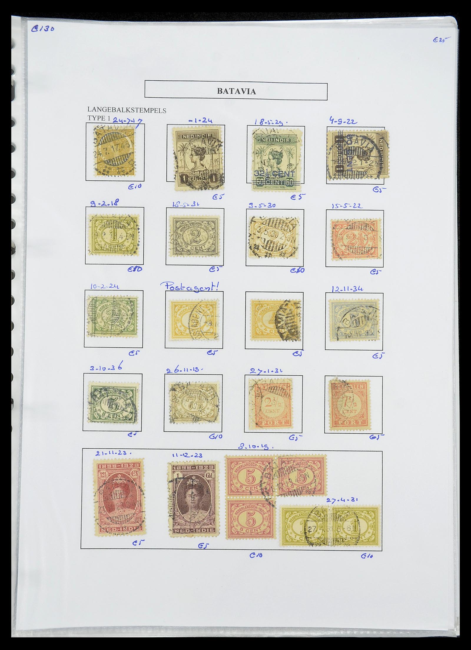 34693 044 - Stamp Collection 34693 Dutch east Indies cancels 1917-1948.