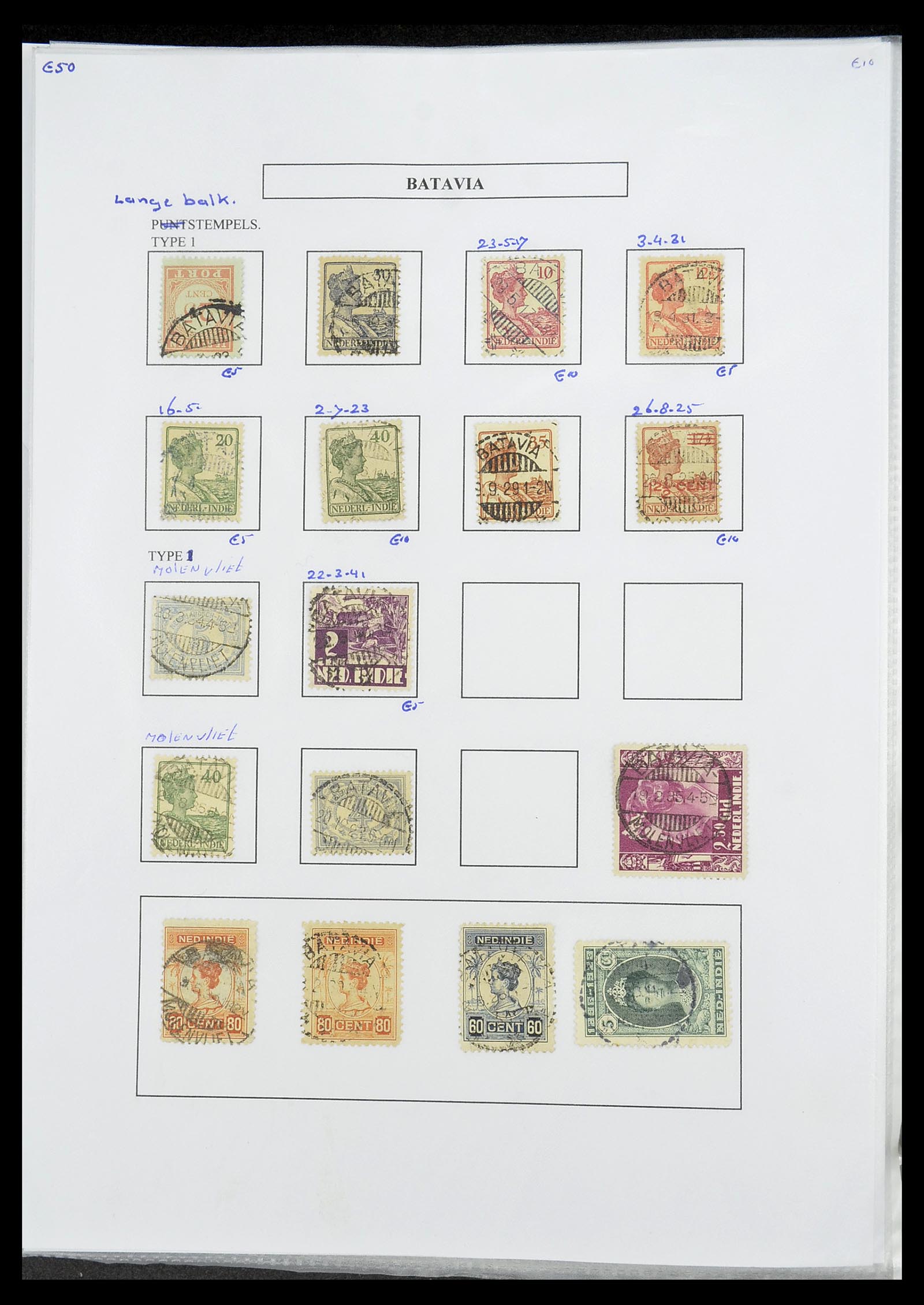 34693 045 - Postzegelverzameling 34693 Nederlands Indië stempels 1917-1948.