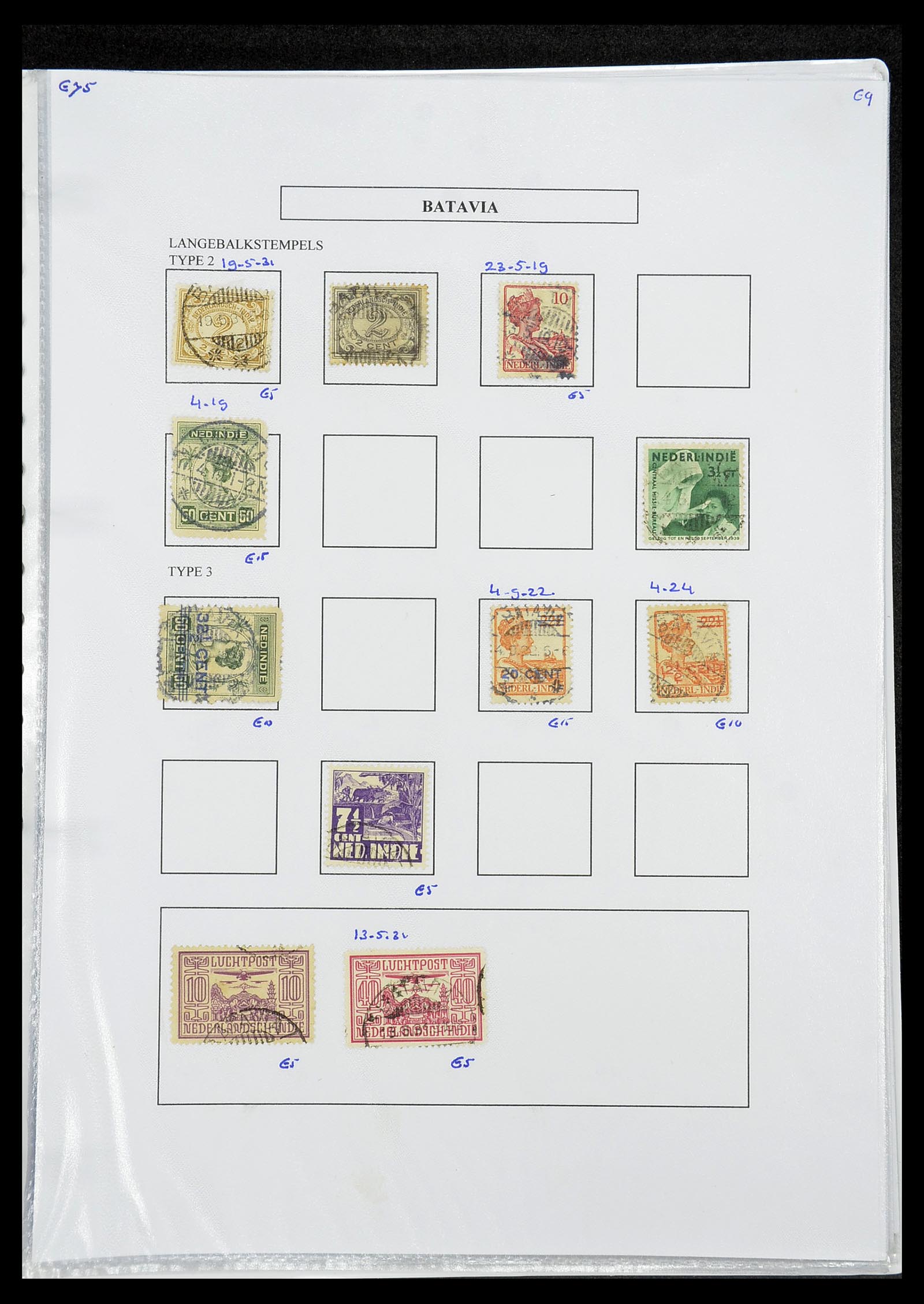 34693 046 - Postzegelverzameling 34693 Nederlands Indië stempels 1917-1948.