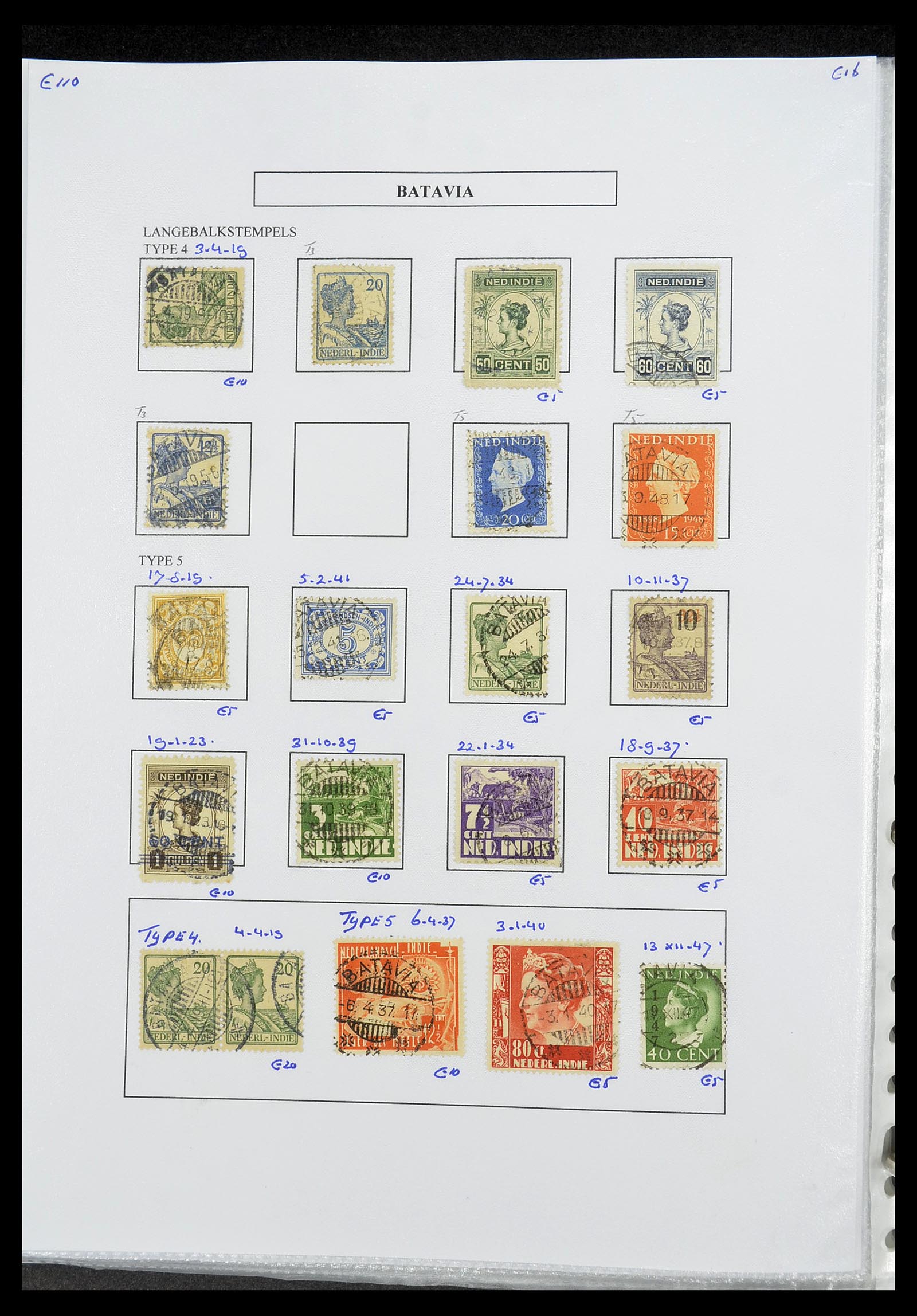 34693 047 - Stamp Collection 34693 Dutch east Indies cancels 1917-1948.