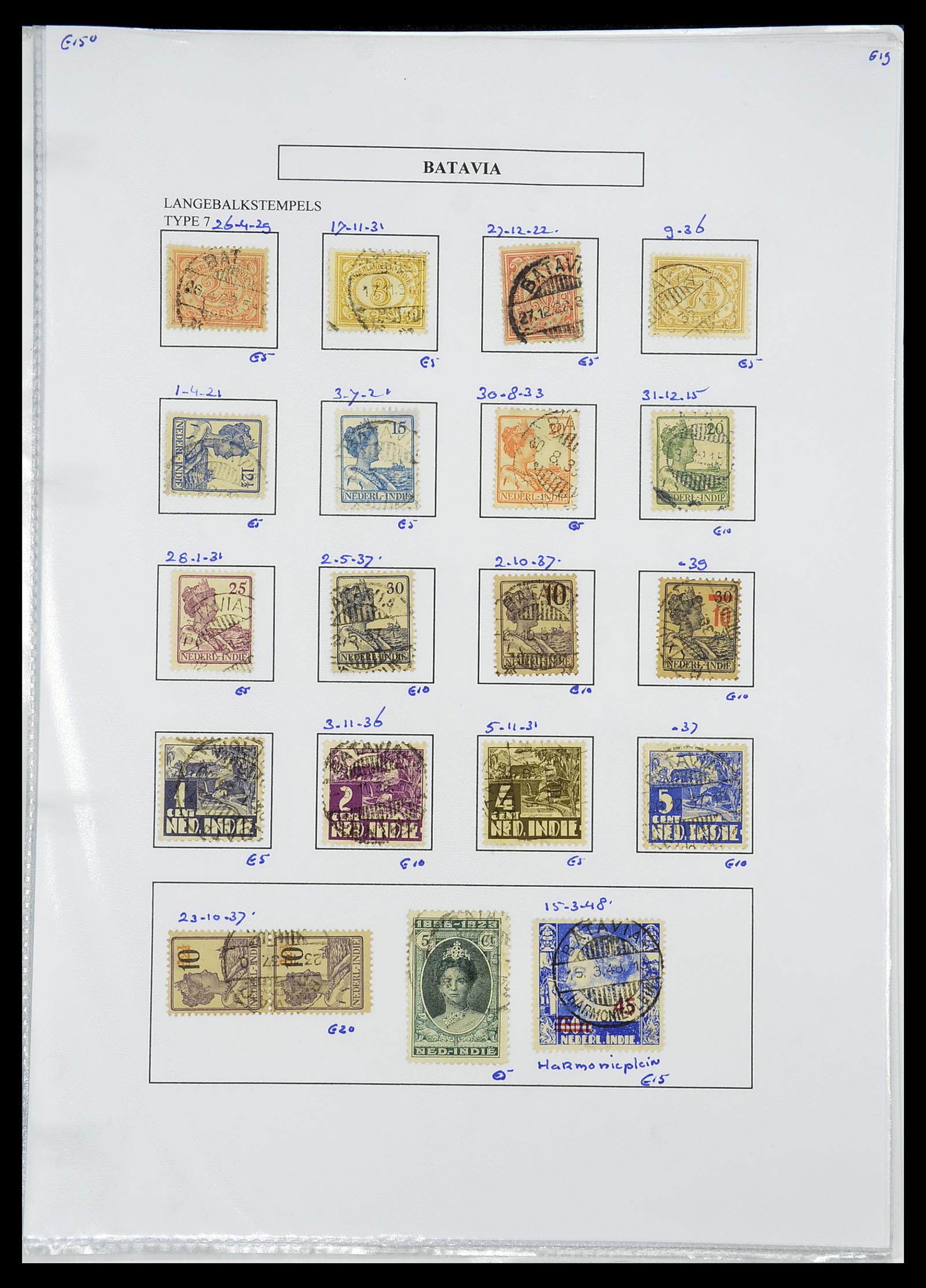 34693 048 - Postzegelverzameling 34693 Nederlands Indië stempels 1917-1948.