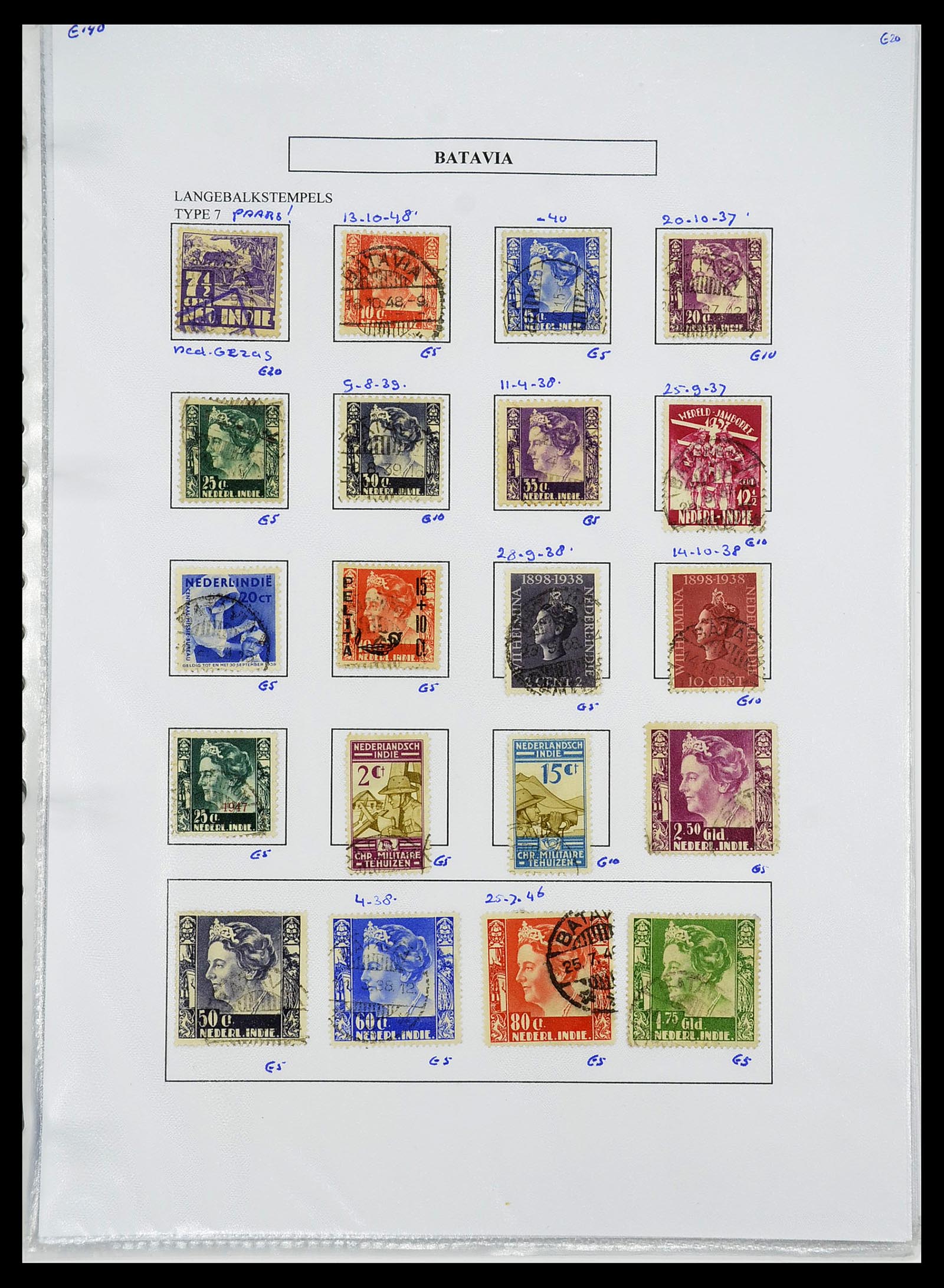 34693 050 - Postzegelverzameling 34693 Nederlands Indië stempels 1917-1948.