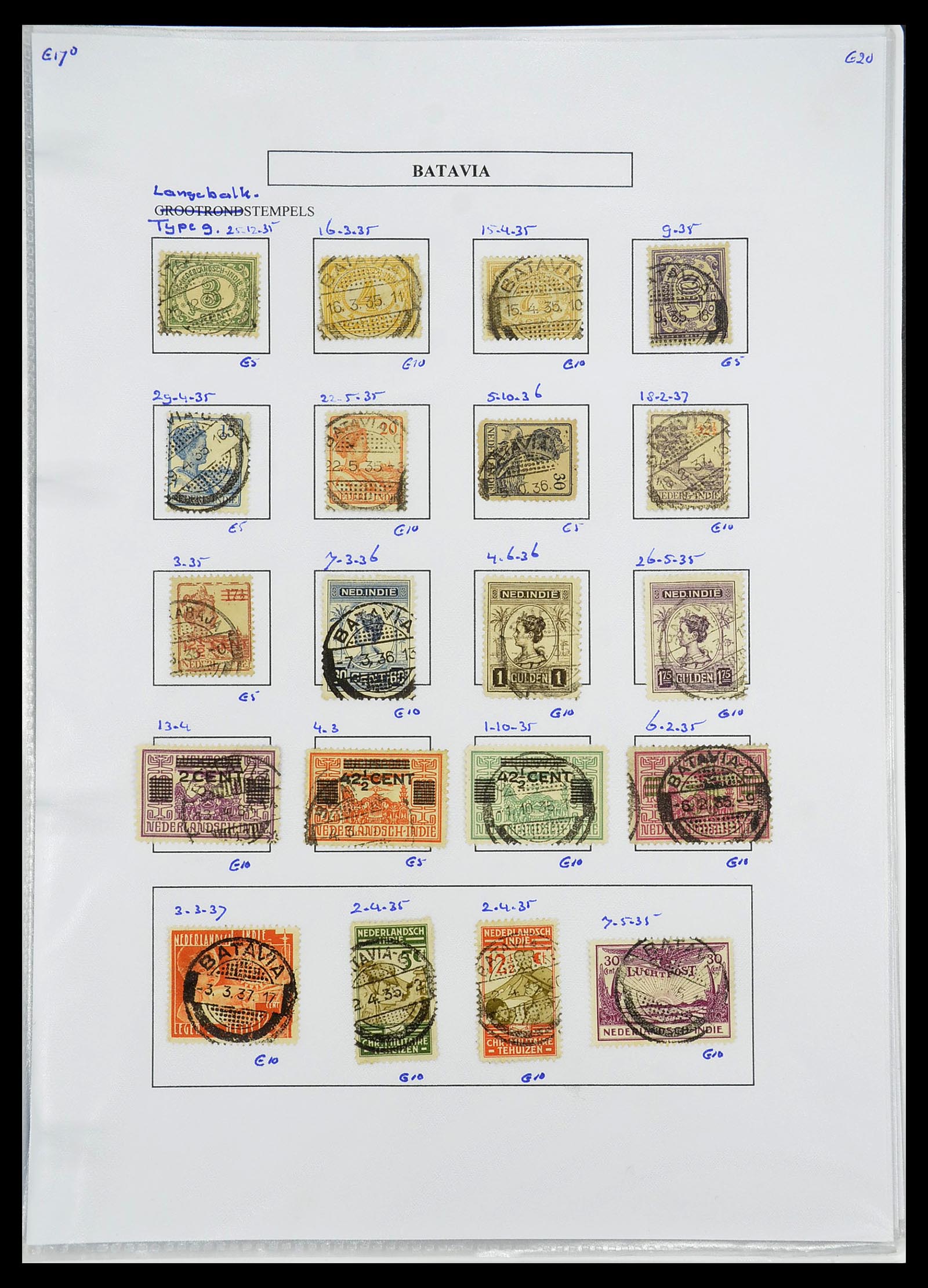 34693 052 - Stamp Collection 34693 Dutch east Indies cancels 1917-1948.