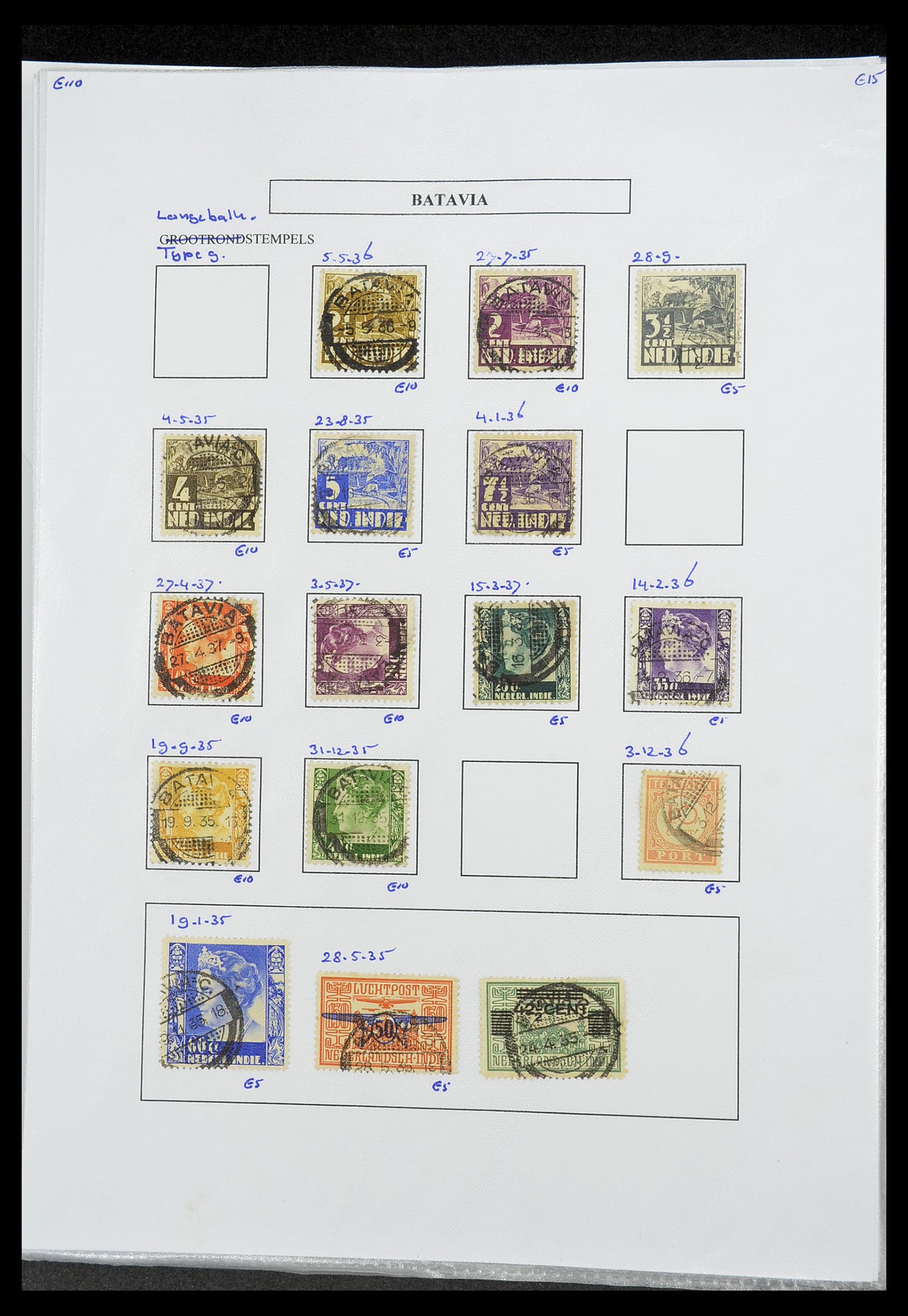 34693 053 - Stamp Collection 34693 Dutch east Indies cancels 1917-1948.
